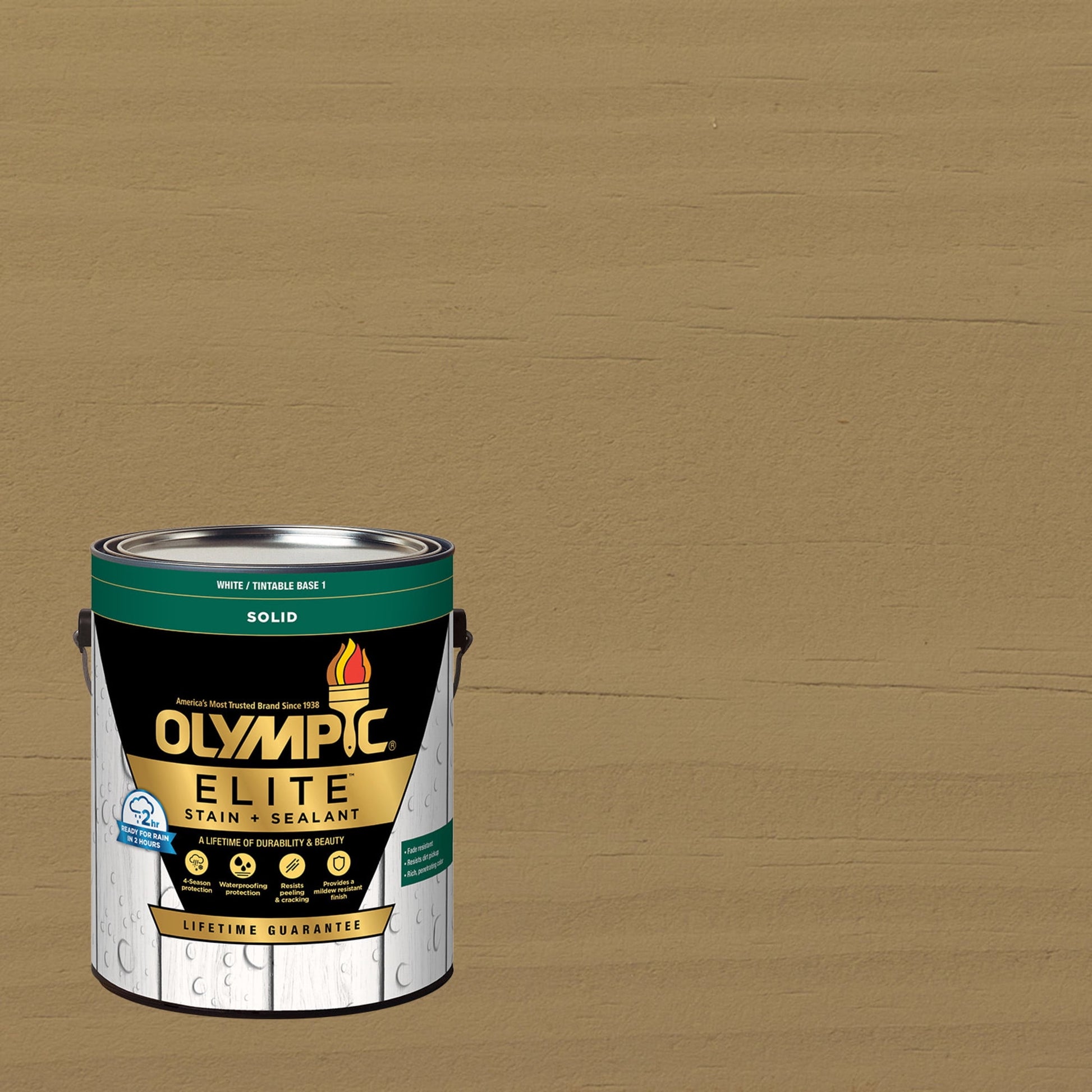 Olympic Elite 1 Gallon SC-1009 Beige Gray Solid Advanced Exterior Stain and Sealer in One