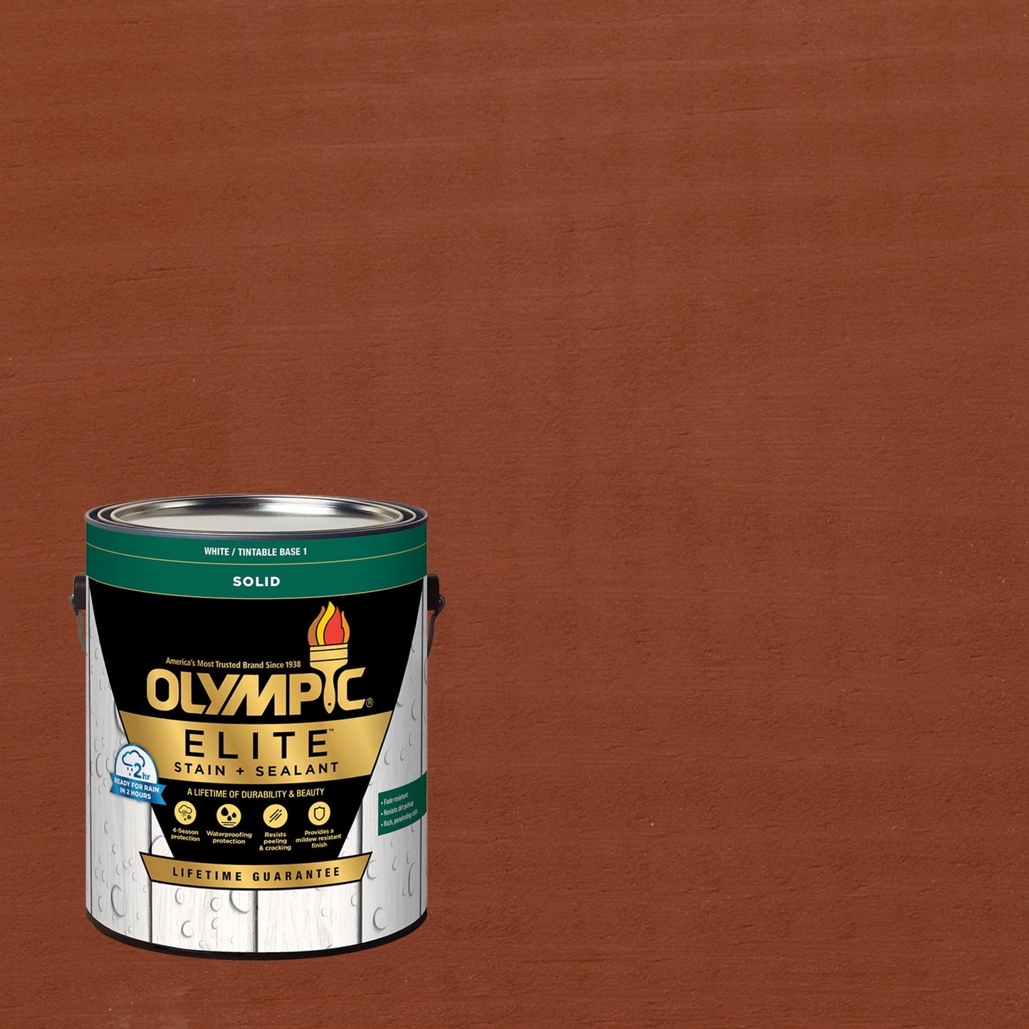 Olympic Elite 1 Gallon SC-1011 California Rustic Solid Advanced Exterior Stain and Sealer in One