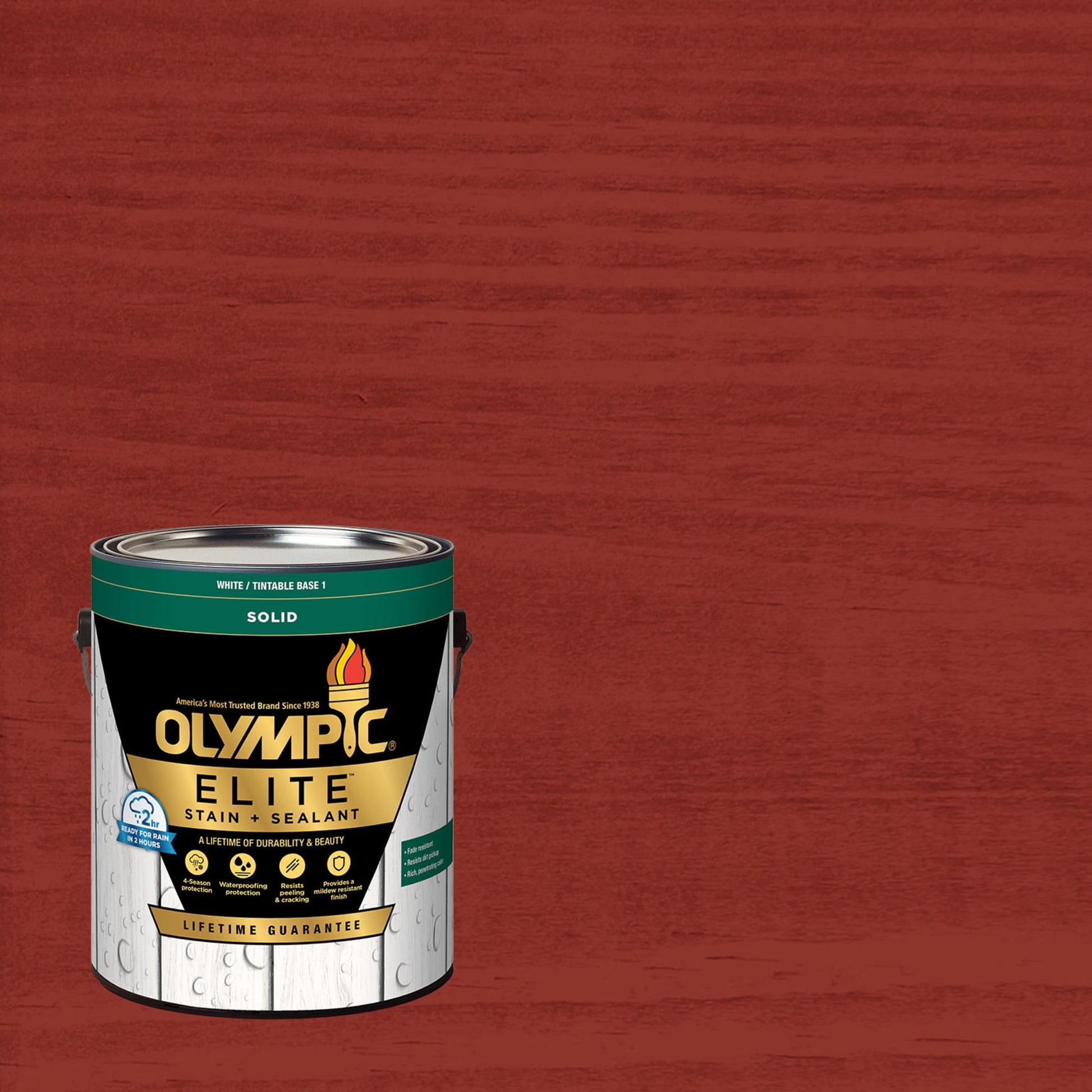 Olympic Elite 1 Gallon SC-1020 Copper Henna Solid Advanced Exterior Stain and Sealer in One
