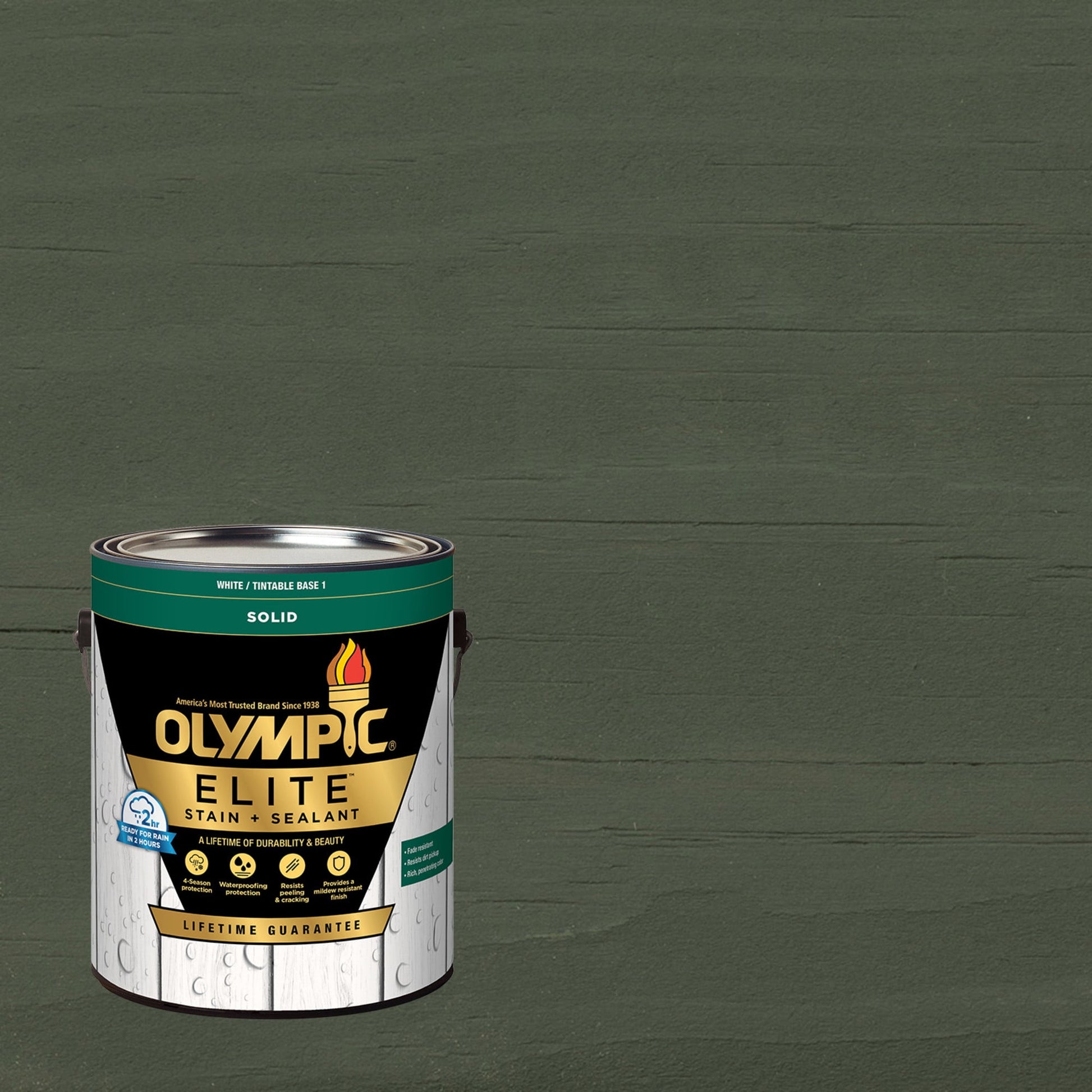 Olympic Elite 1 Gallon SC-1029 Ebony Gray  Solid Advanced Exterior Stain and Sealer in One