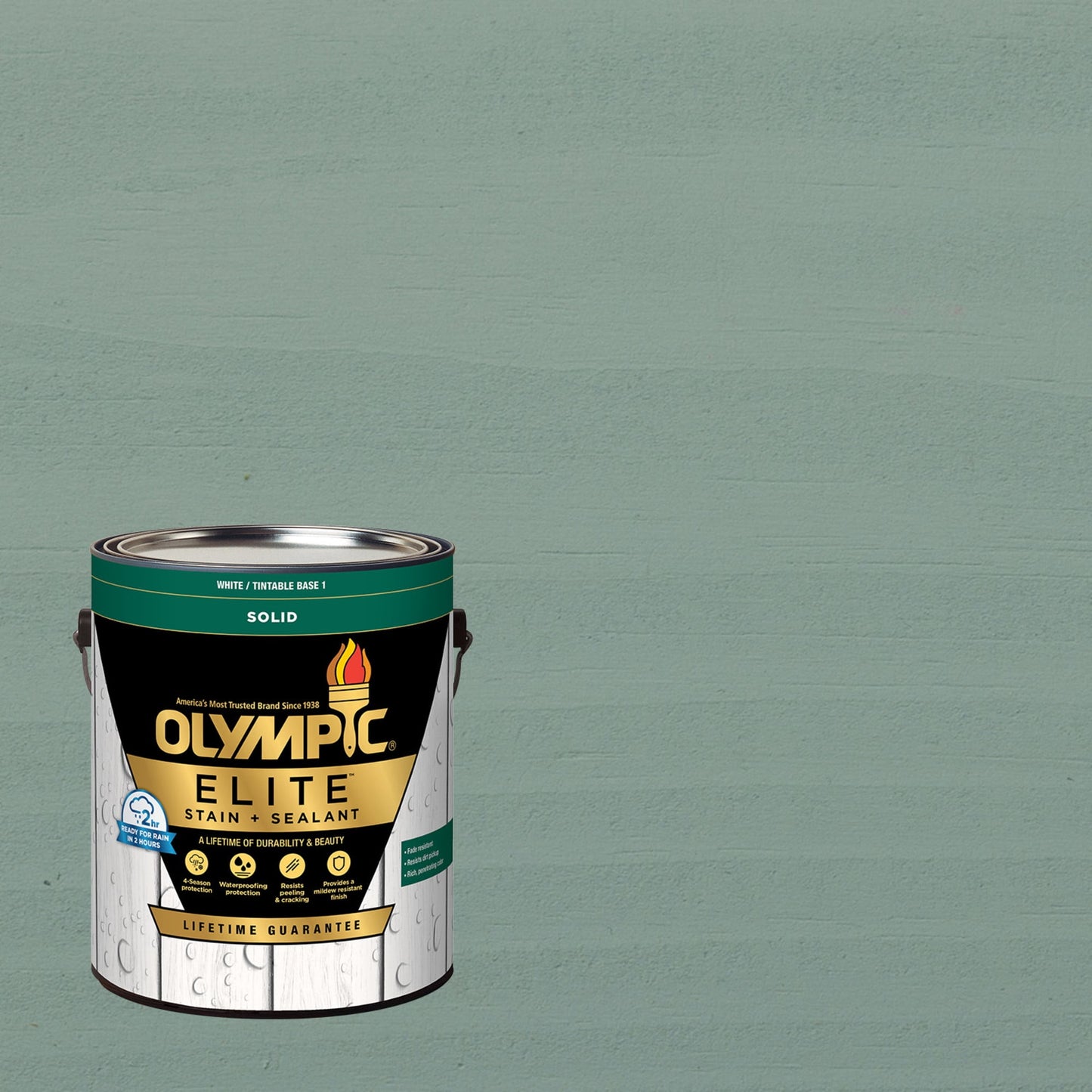 Olympic Elite 1 Gallon SC-1054 Ocean Mist Solid Advanced Exterior Stain and Sealer in One