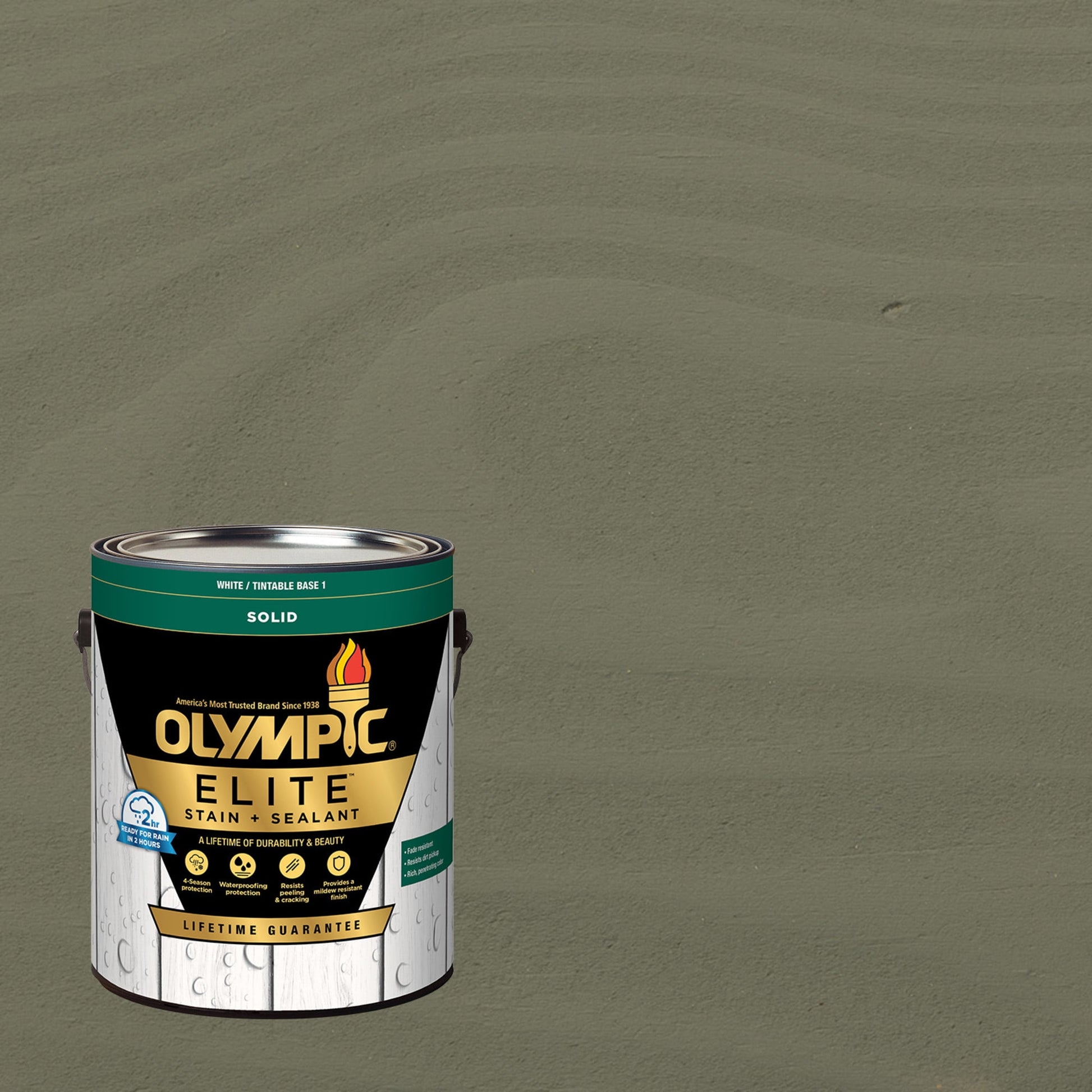 Olympic Elite 1 Gallon SC-1060 Phoenix Fossil Solid Advanced Exterior Stain and Sealer in One