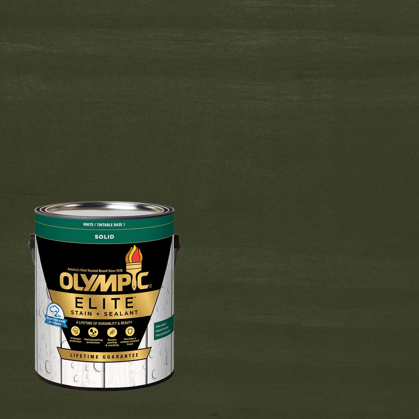 Olympic Elite 1 Gallon SC-1063  Pocono Pine Solid Advanced Exterior Stain and Sealer in One