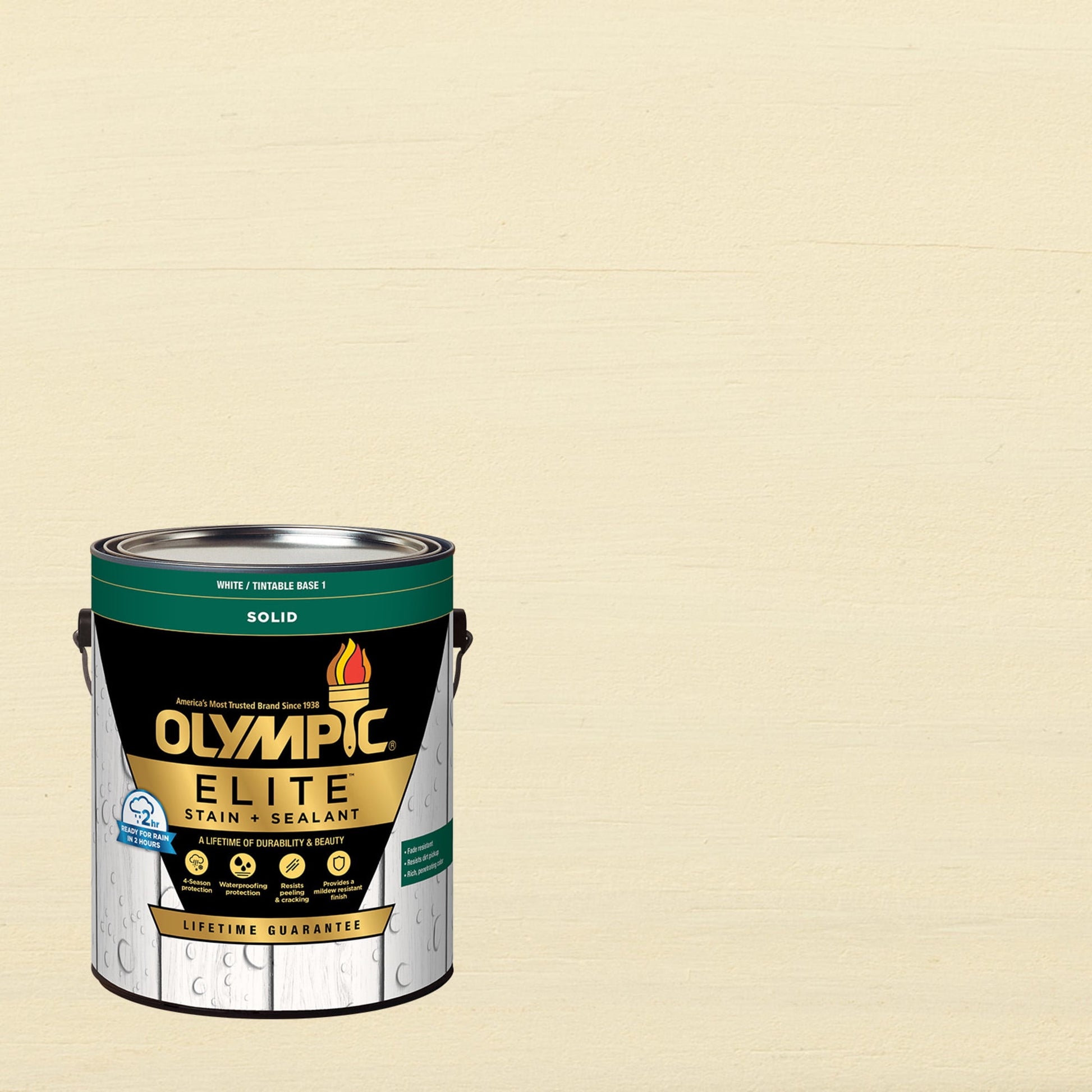 Olympic Elite 1 Gallon SC-1086 White Sands Solid Advanced Exterior Stain and Sealer in One