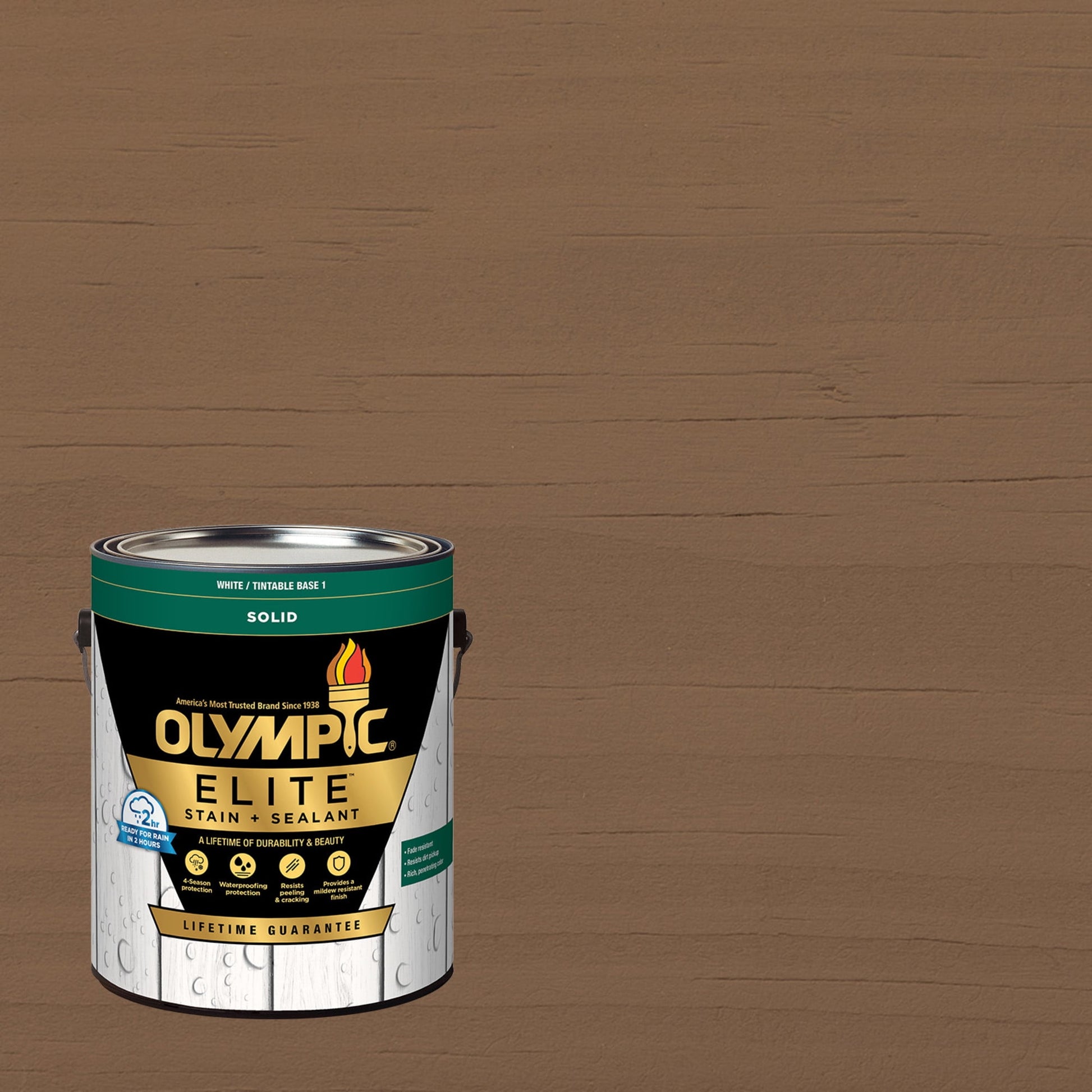 Olympic Elite 1 Gallon SC-1082 Tanglewood Solid Advanced Exterior Stain and Sealer in One