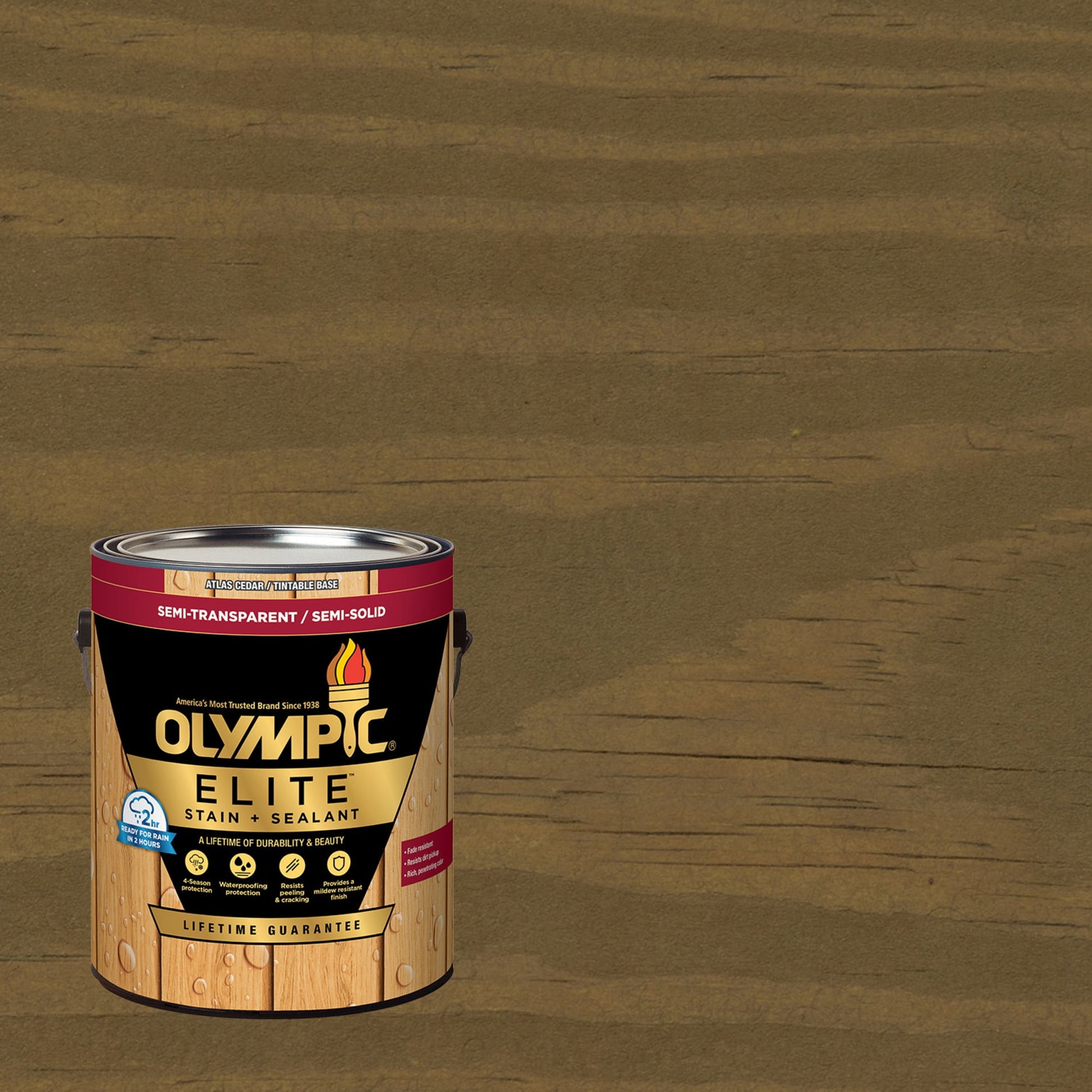 Olympic Elite 1 Gallon ST-2009 Dark Ash Semi-Transparent Exterior Stain and Sealer in One Low VOC