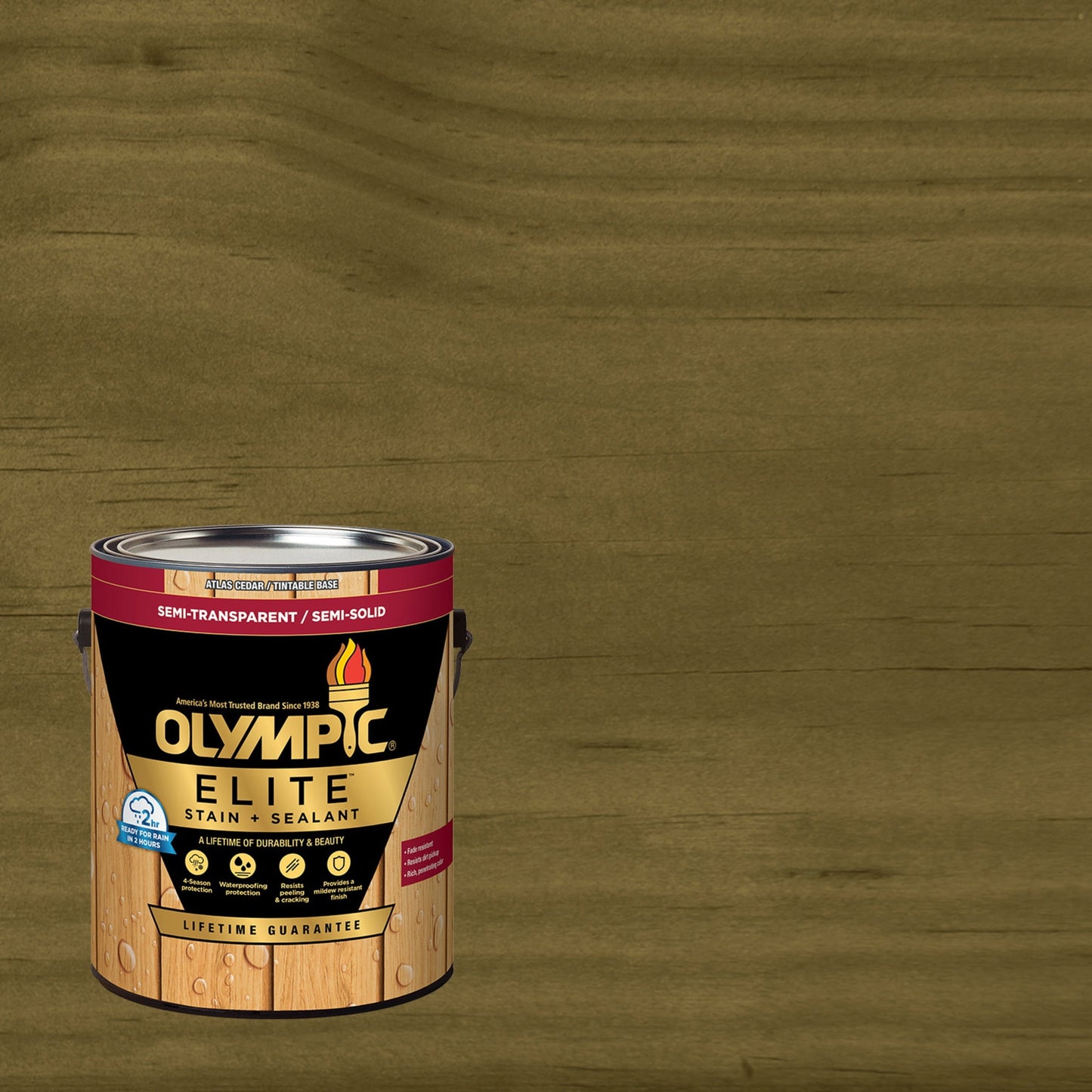 Olympic Elite 1 Gallon ST-2017 Mushroom Semi-Transparent Exterior Stain and Sealer in One Low VOC