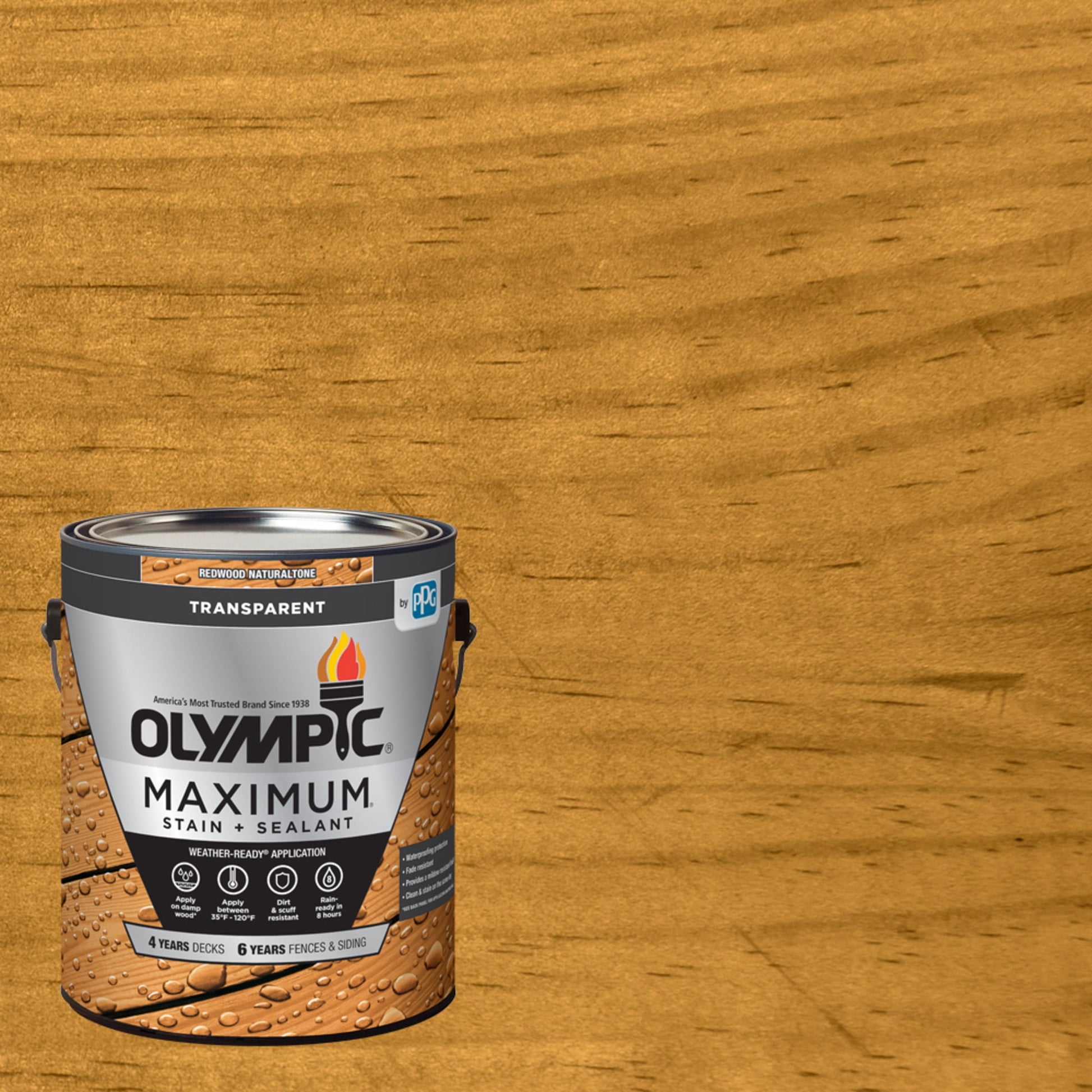 Olympic Maximum 1 Gallon Redwood Transparent Exterior Stain and Sealer in One Low VOC