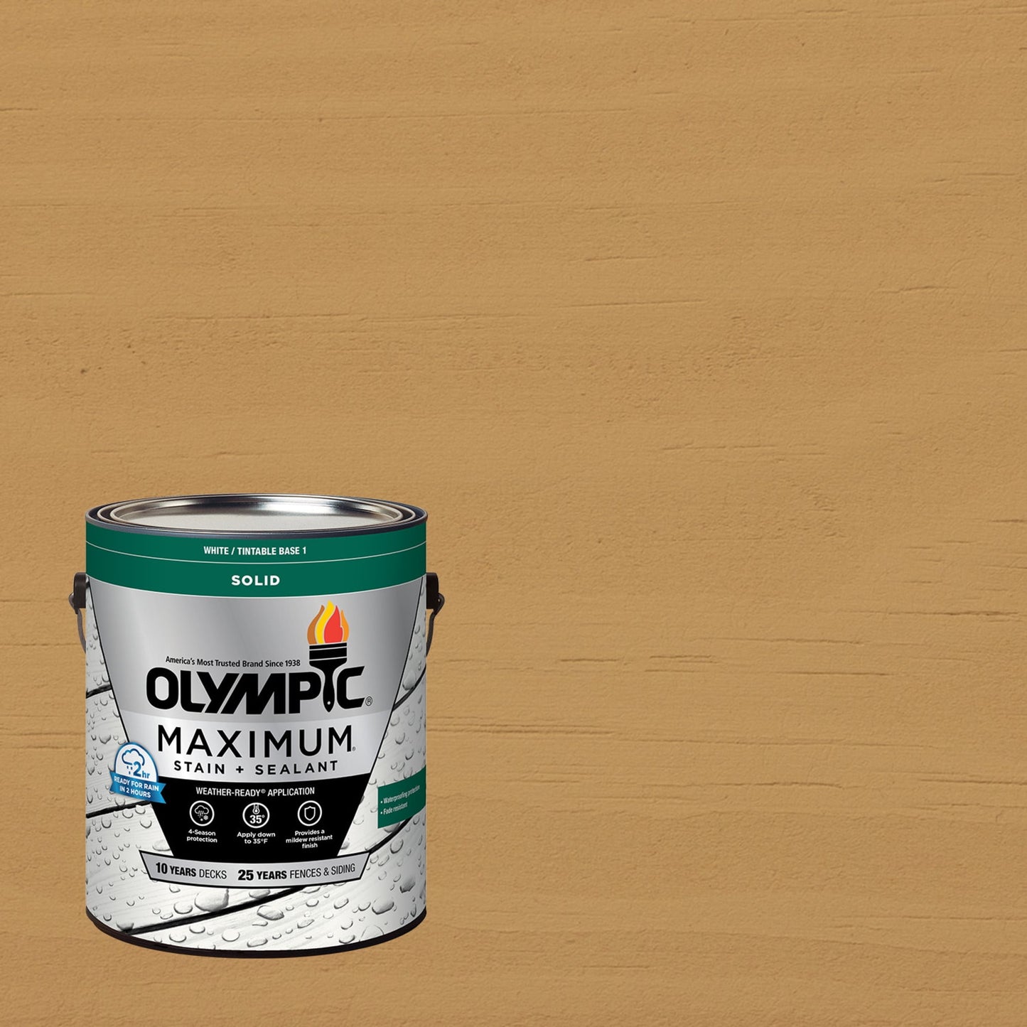 Olympic Maximum 1 Gallon SC-1067 Rawhide Solid Color Exterior Stain and Sealer in One