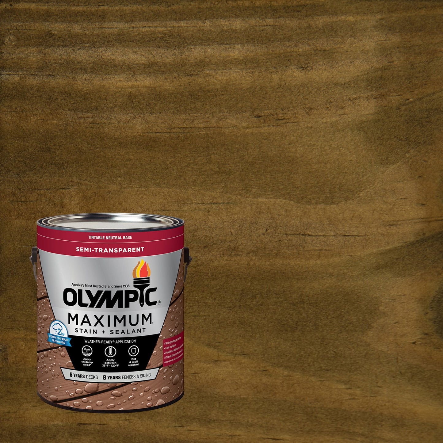 Olympic Maximum 1 Gallon ST-2001 Black Oak Semi-Transparent Exterior Stain and Sealer in One Low VOC