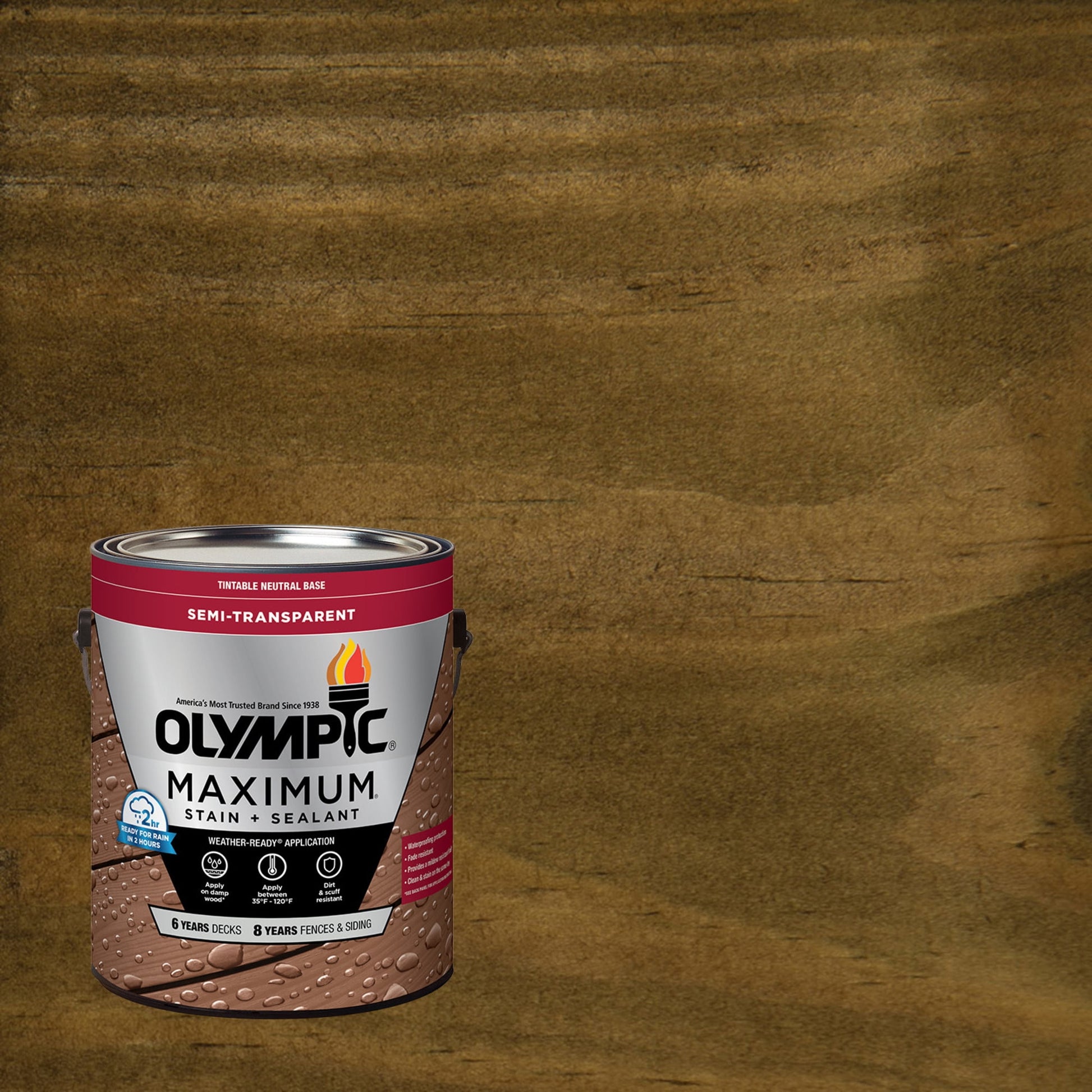 Olympic Maximum 1 Gallon ST-2001 Black Oak Semi-Transparent Exterior Stain and Sealer in One Low VOC
