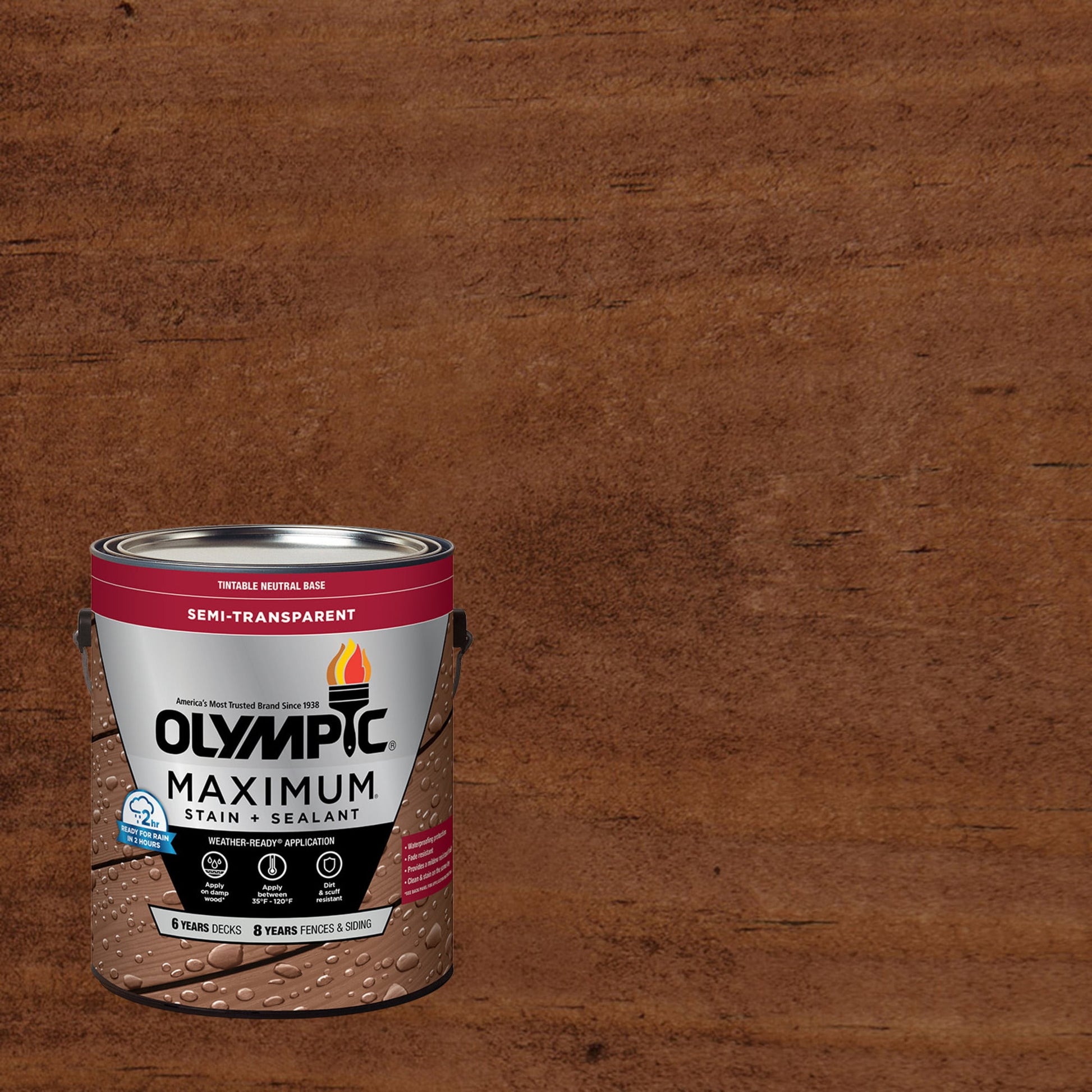 Olympic Maximum 1 Gallon ST-2011 Dark Mahogany Semi-Transparent Exterior Stain and Sealer in One Low VOC