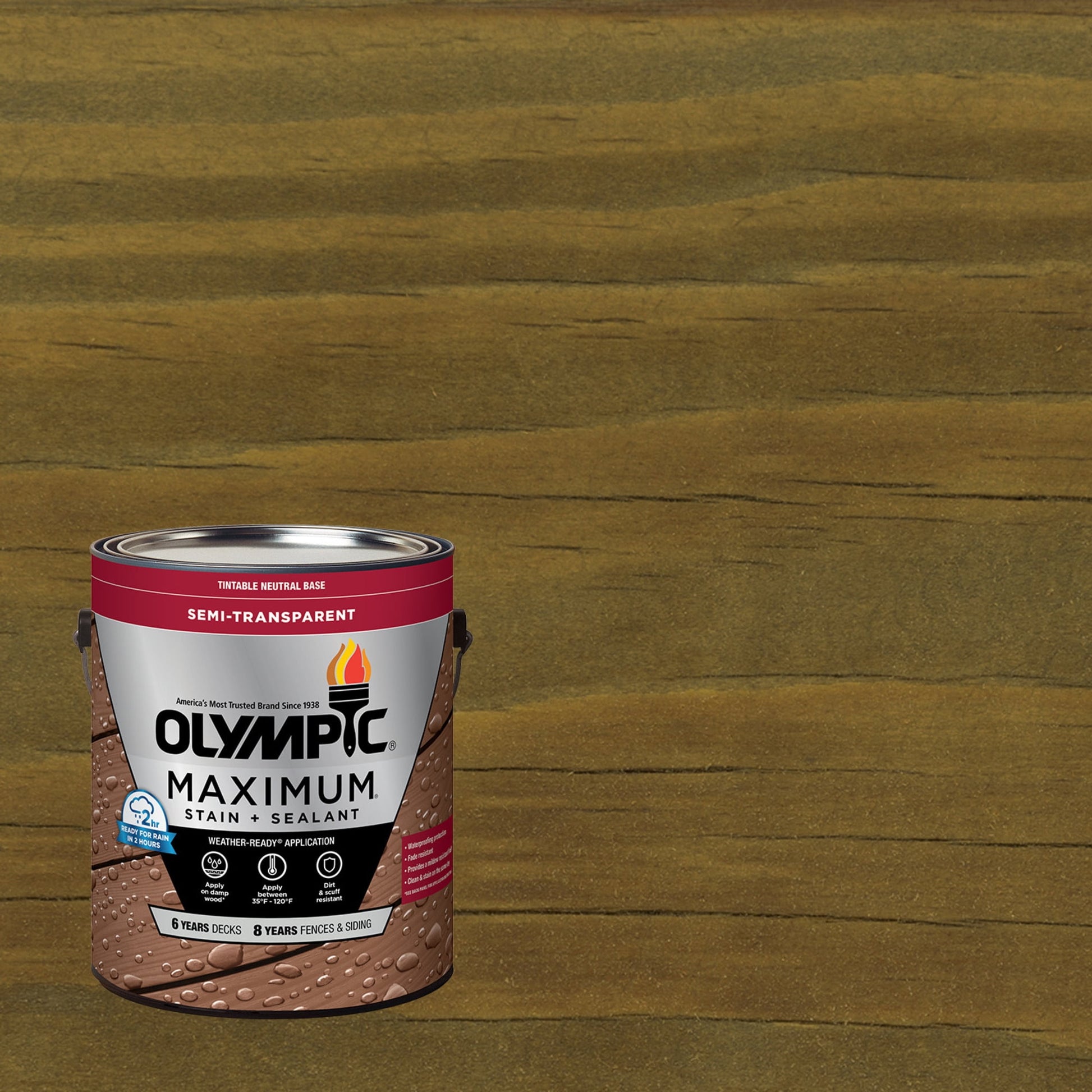 Olympic Maximum 1 Gallon ST-2013 Driftwood Gray Semi-Transparent Exterior Stain and Sealer in One Low VOC