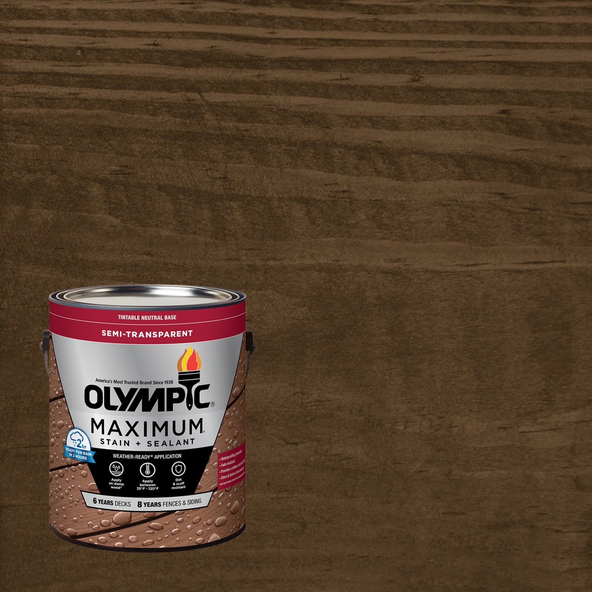 Olympic Maximum 1 Gallon ST-2015 Espresso Semi-Transparent Exterior Stain and Sealer in One Low VOC