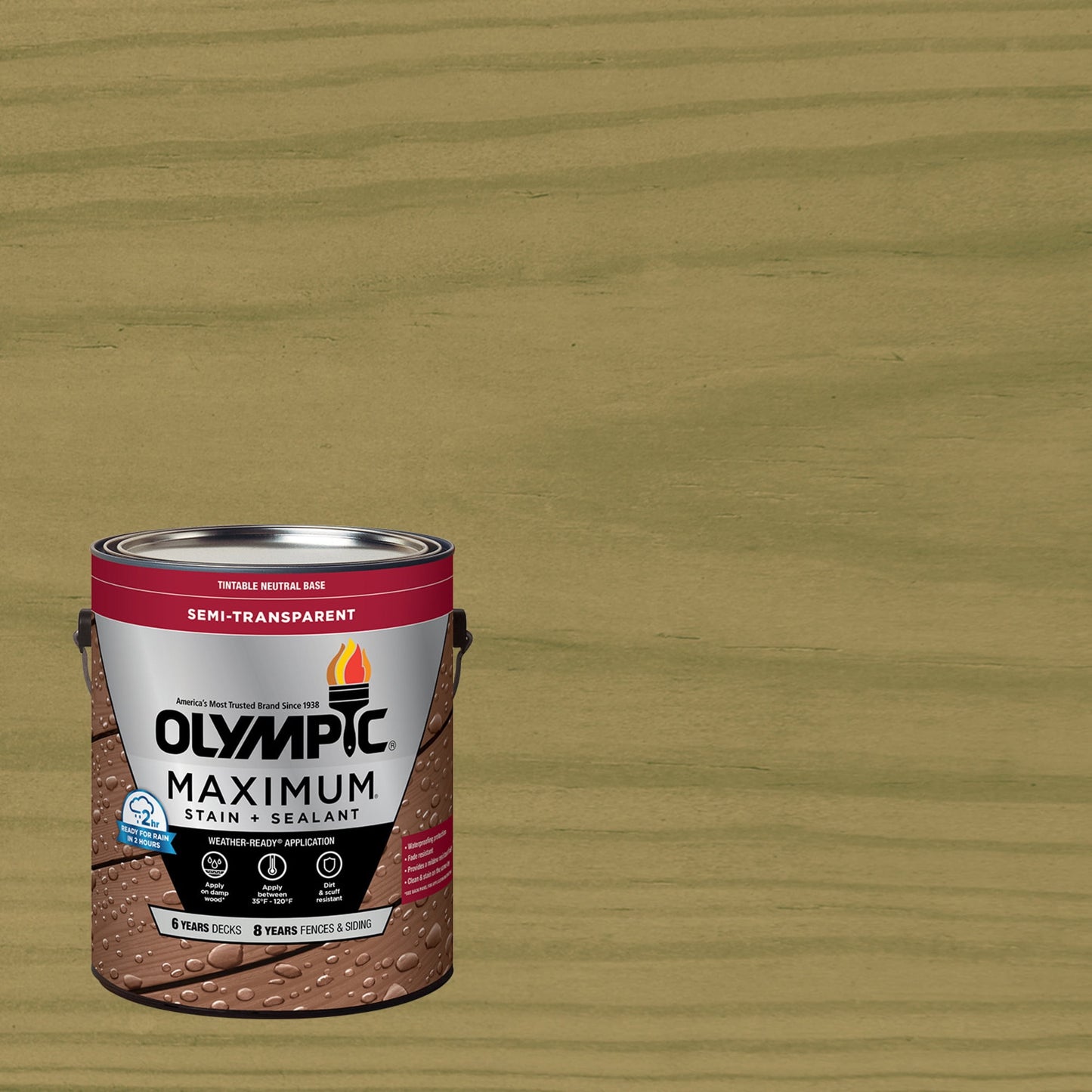 Olympic Maximum 1 Gallon ST-2018 Outside White Semi-Transparent Exterior Stain and Sealer in One Low VOC