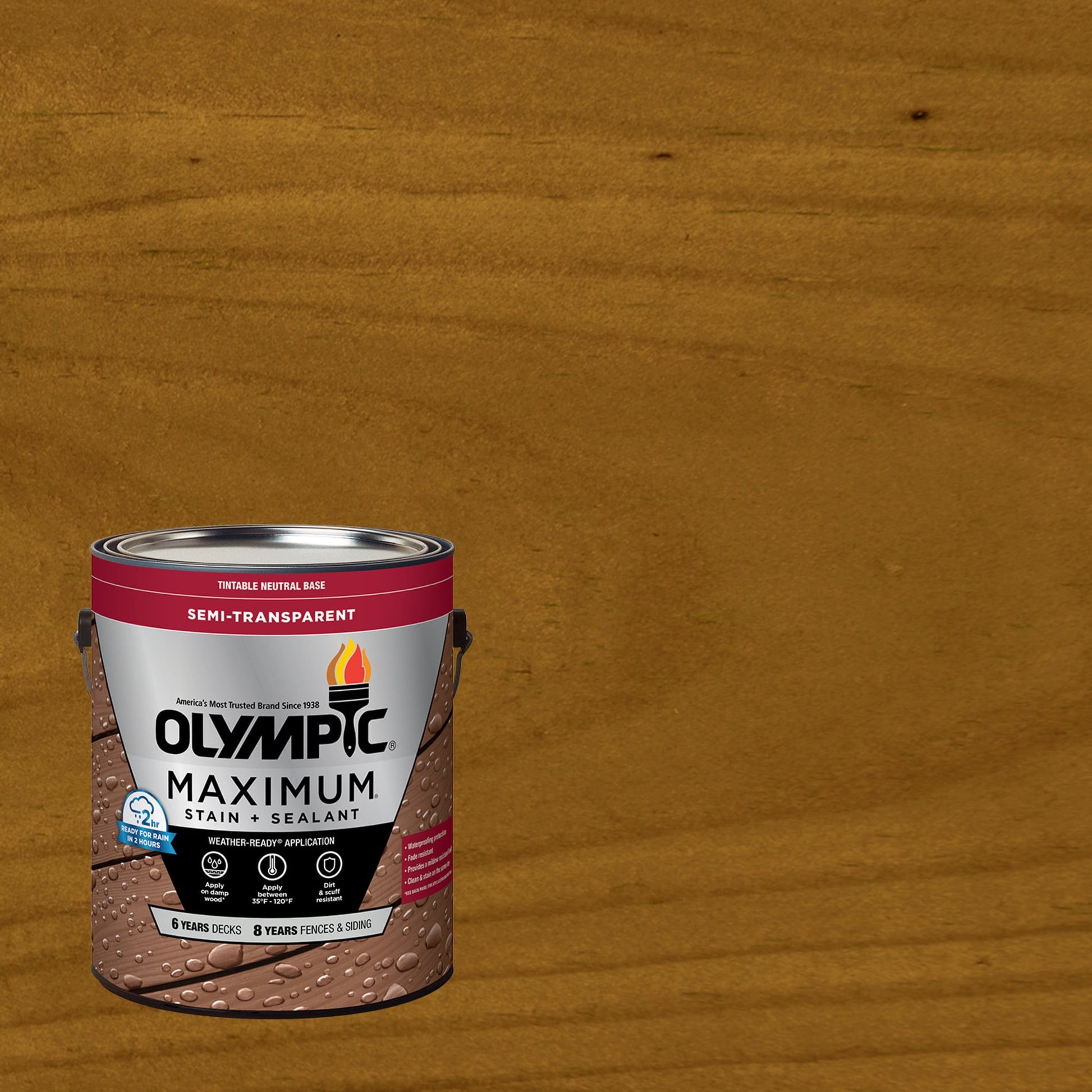 Olympic Maximum 1 Gallon ST-2024 Sierra Semi-Transparent Exterior Stain and Sealer in One Low VOC