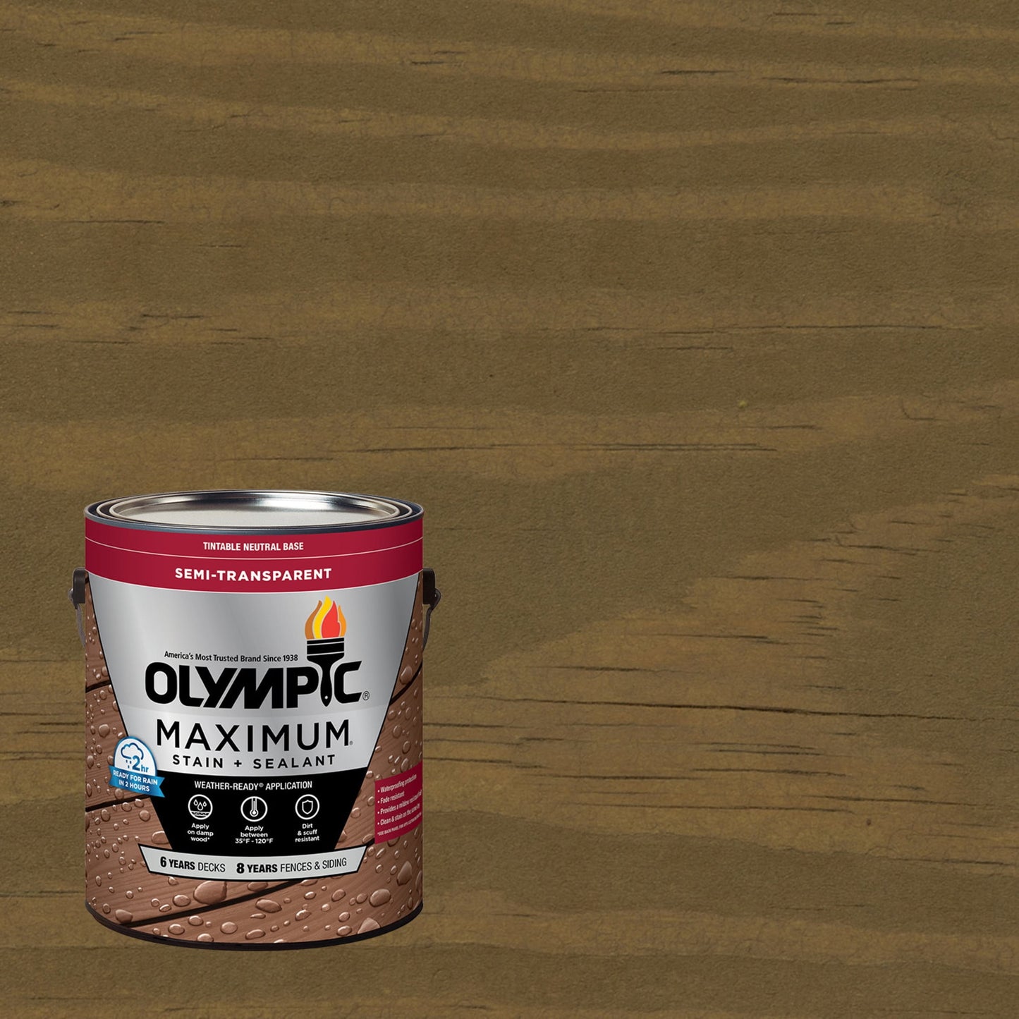 Olympic Maximum 1 Gallon ST-2009 Dark Ash Semi-Transparent Exterior Stain and Sealer in One Low VOC