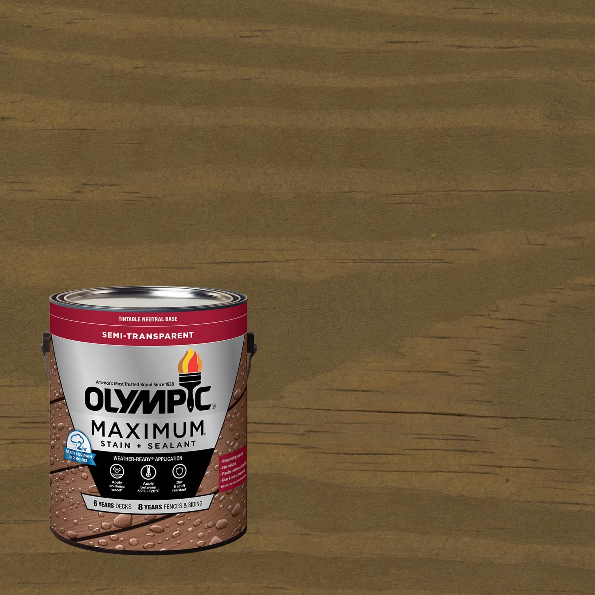 Olympic Maximum 1 Gallon ST-2009 Dark Ash Semi-Transparent Exterior Stain and Sealer in One Low VOC