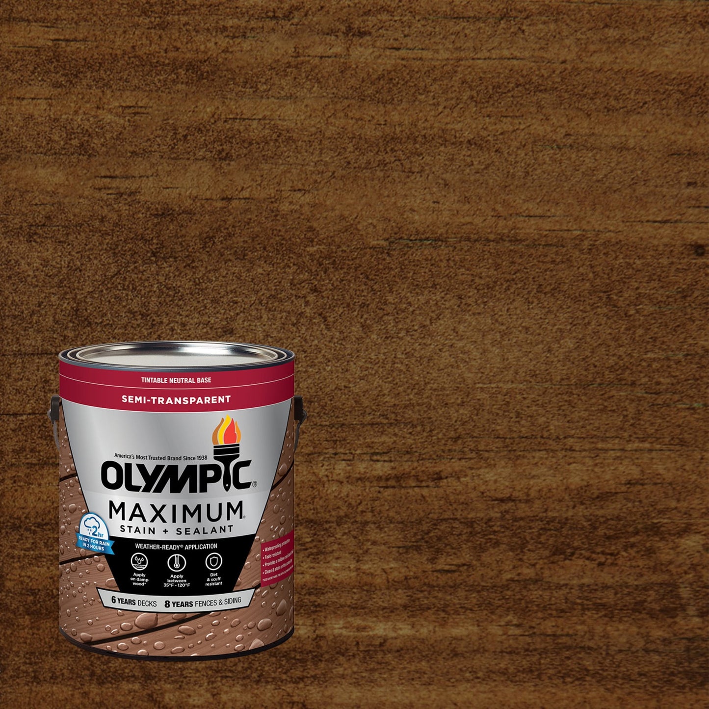 Olympic Maximum 1 Gallon ST-2010 Dark Bark Semi-Transparent Exterior Stain and Sealer in One Low VOC