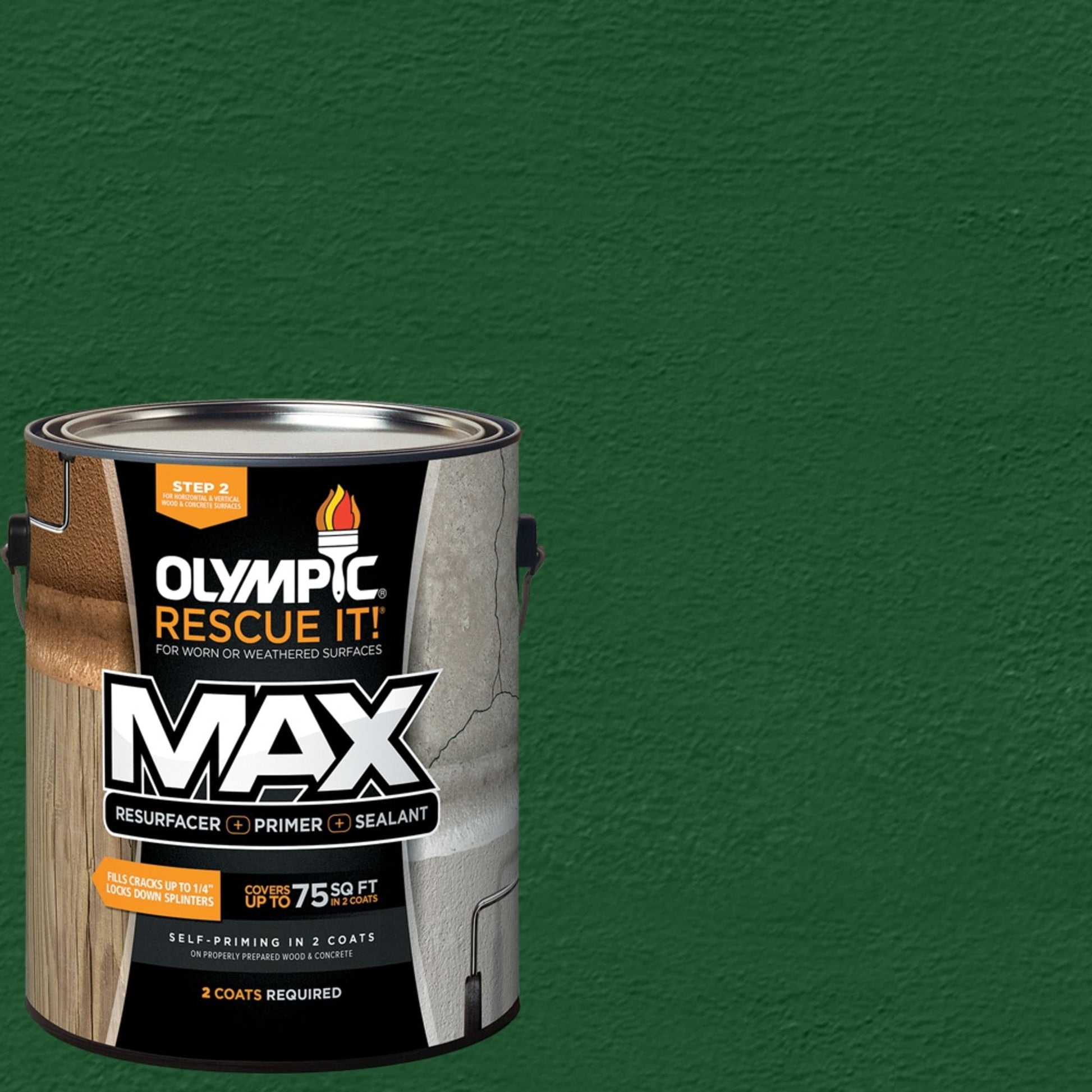 Olympic Rescue It 1 Gallon SC-1090 Woodland Green Exterior Deck Resurfacer and Primer with Sealer