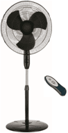 16" Oscillating Stand Fan with Remote Control, Black