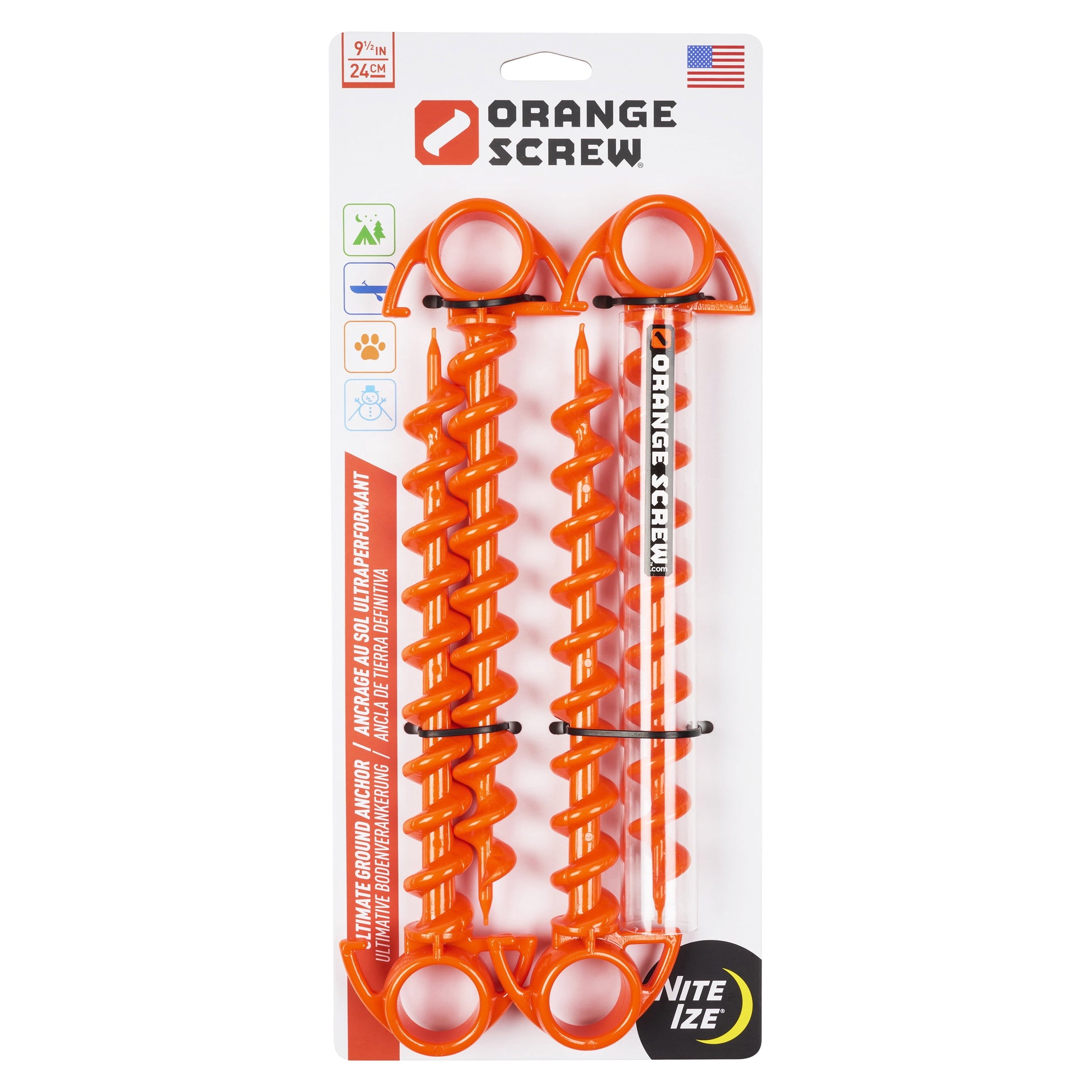 Orange ScrewÂ® Ultimate Ground Anchor - Small - 4 Pack - Bright Orange