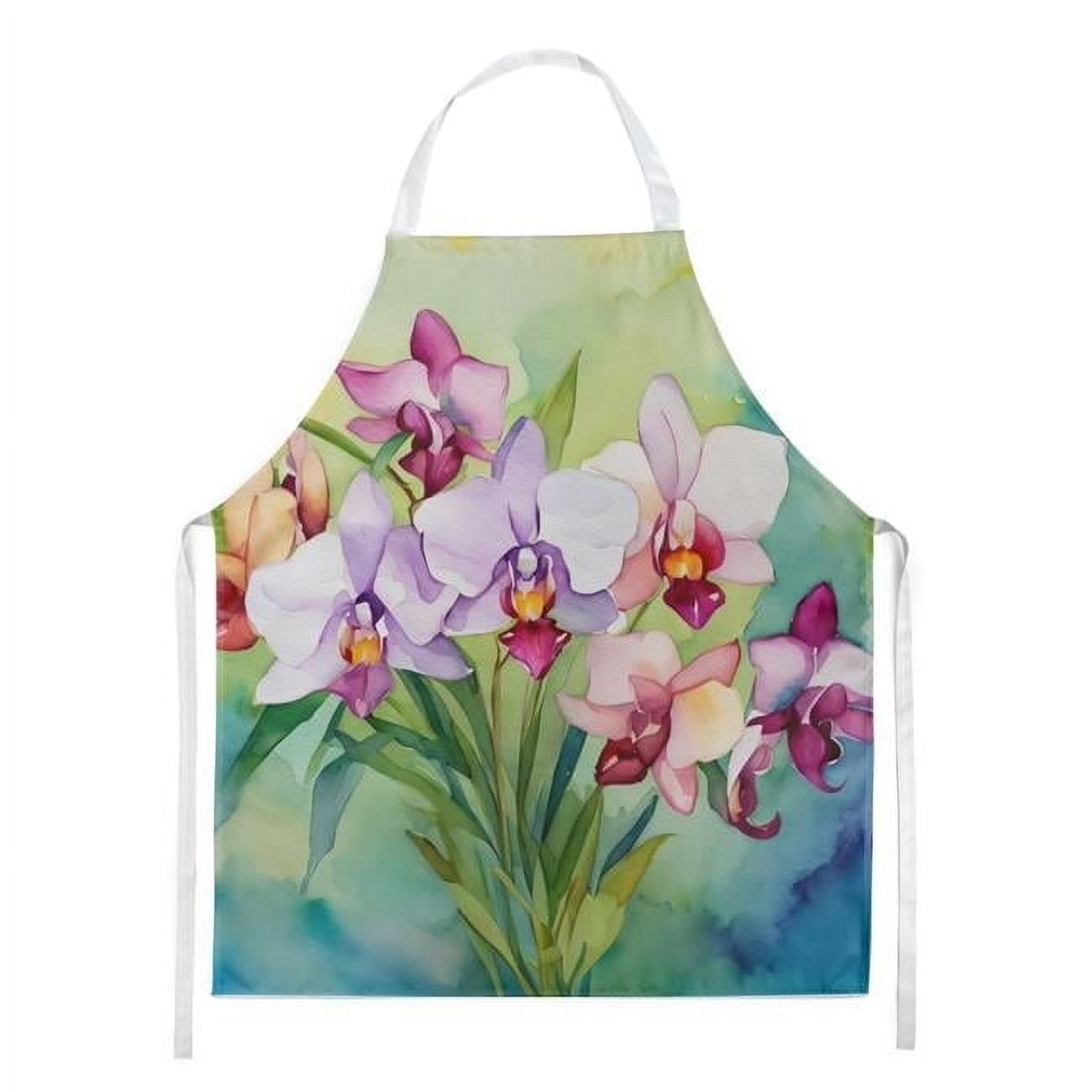 Orchids in Watercolor Apron 27 in x 30 in