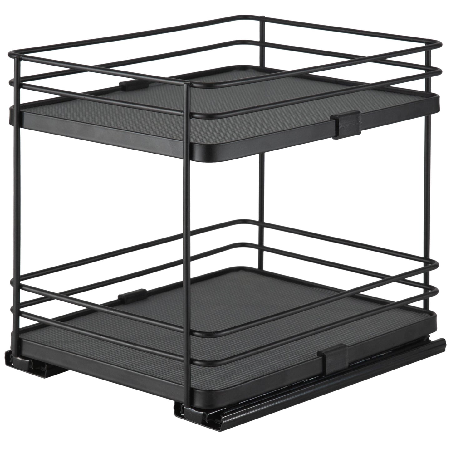 Organize It All 2 Tier Slide Out Shelf Organizer in Matte Black