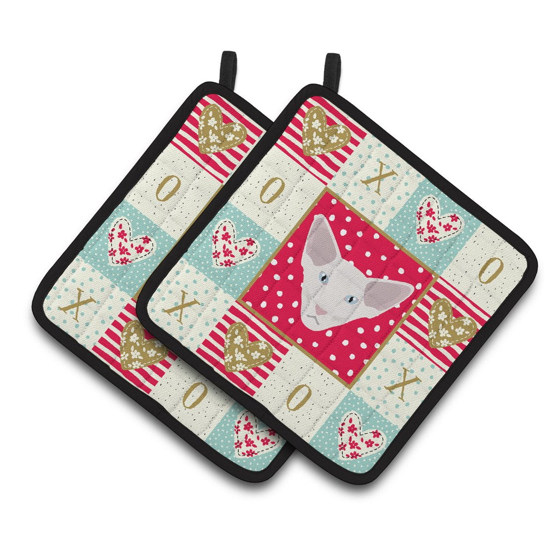 Oriental Longhair Cat Love Pair of Pot Holders