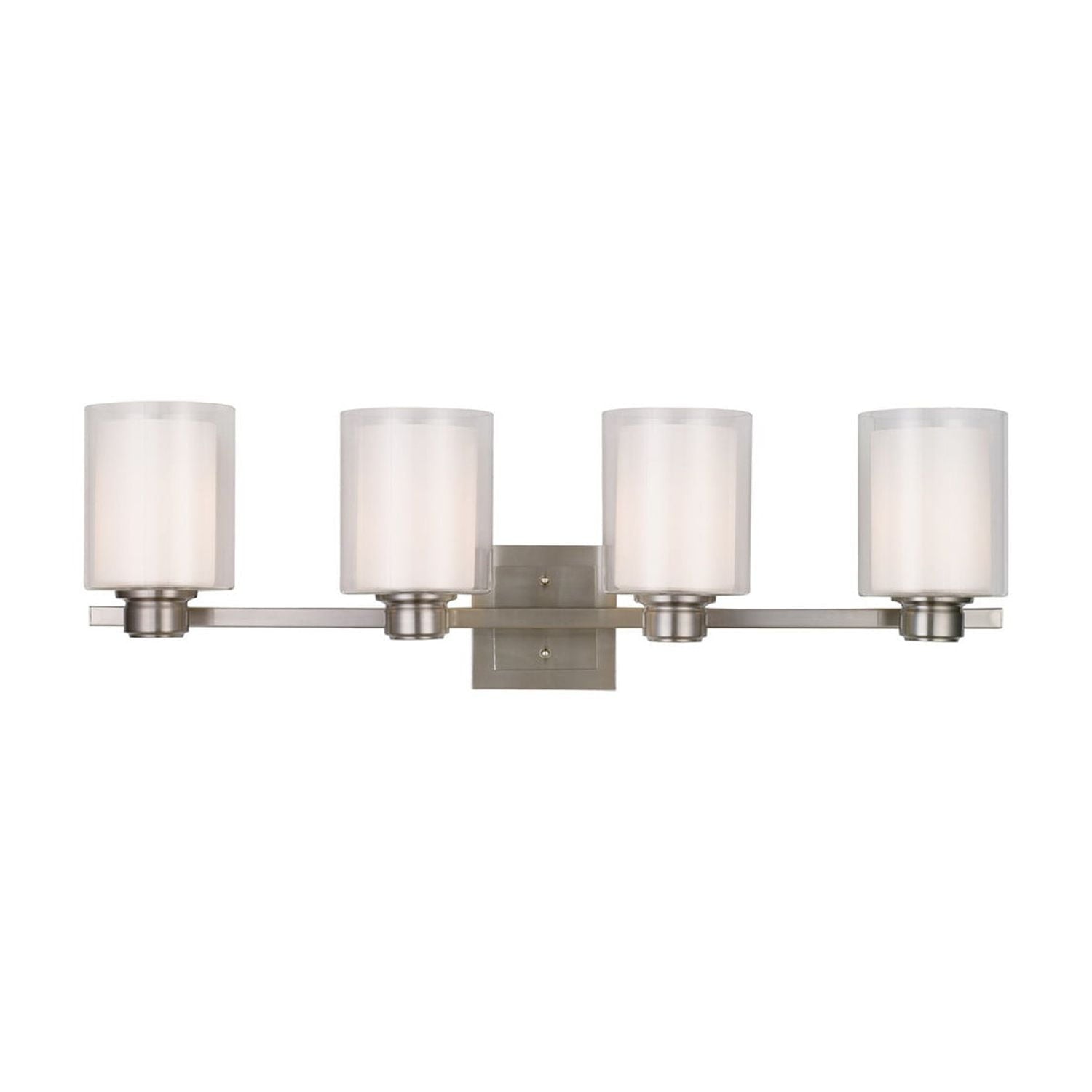 Design House Oslo Traditional 5-Light Indoor Dimmable Bathroom Vanity Light with Double Glass Shades, Satin Nickel