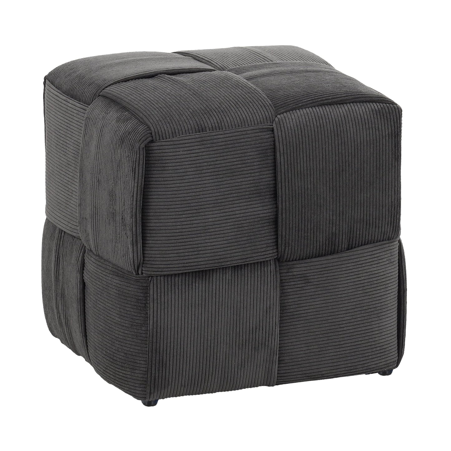 Ottoman Foot Rest, Soft Comfortable Square Corduroy Woven Design, Multi-Purpose Footrest Floor Seat Vanity Stool for Living Room Bedroom Nursery, No Installation Required, Grey