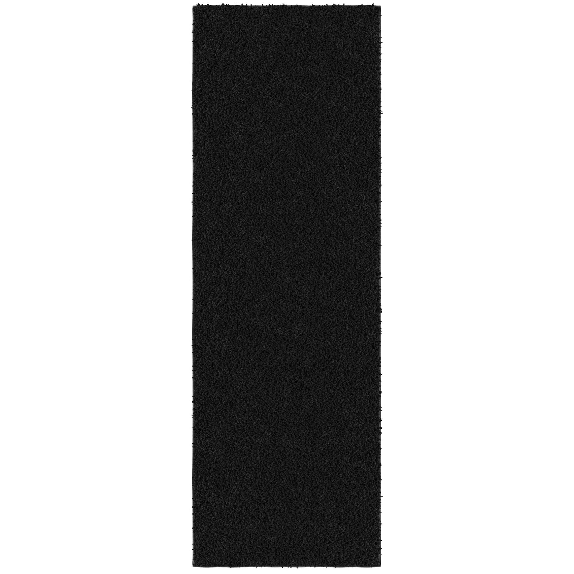 Ottomanson Luxury Non-Slip Rubberback Solid 2x6 Soft Indoor Runner Rug, 2' x 6', Black