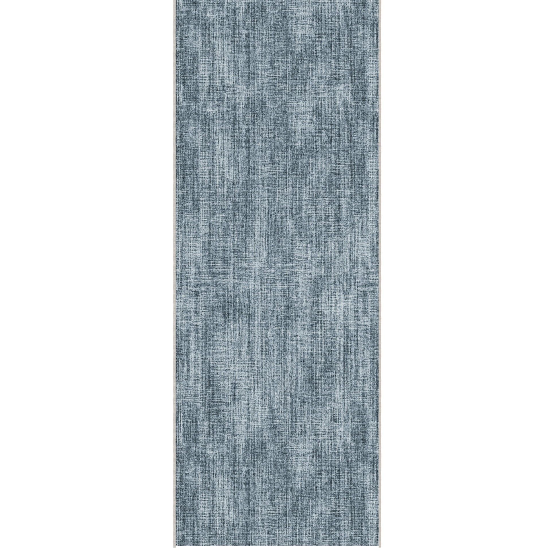 Ottomanson Bath Rug 1'10.5" x 5' Soft Non-Slip Washable Runner, Solid Greyish Blue