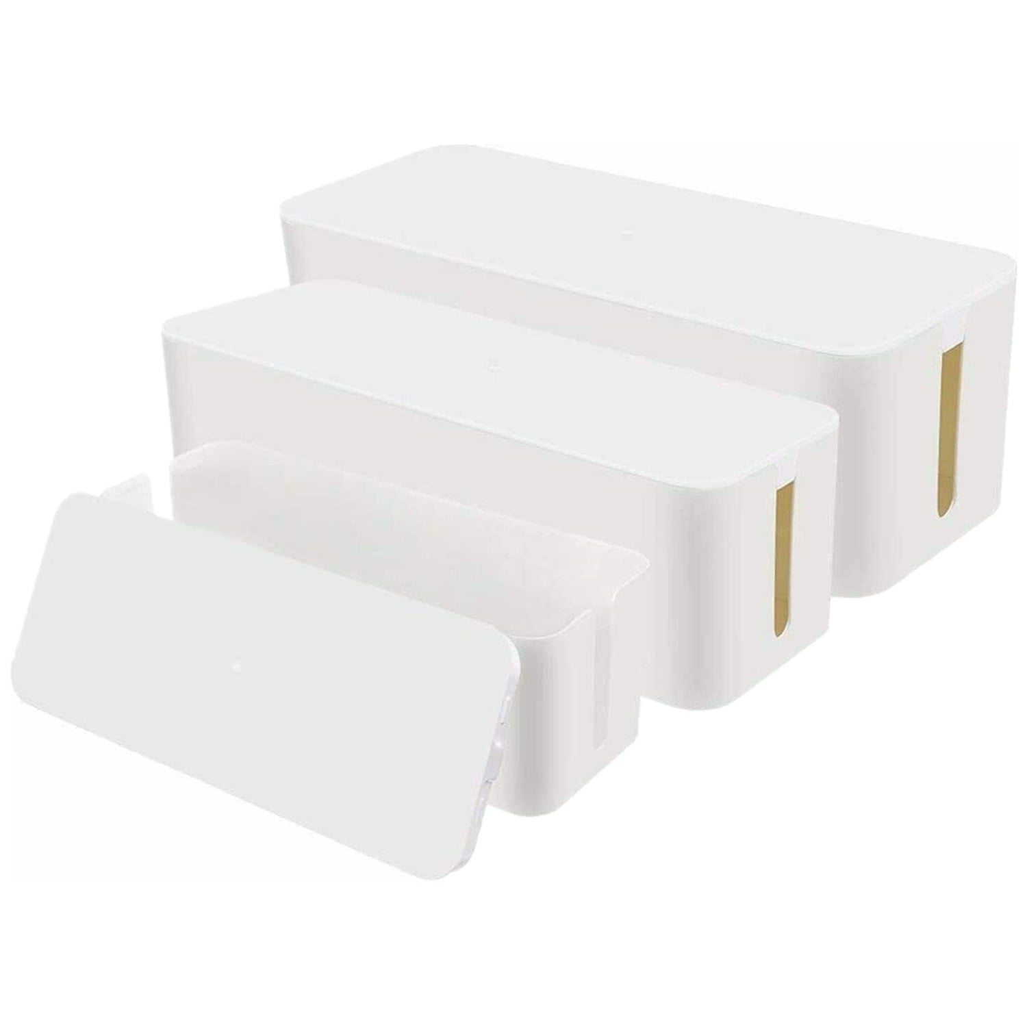 Oumilen Cable Management Boxes Organizer to Hide Wires & Power Strips, White