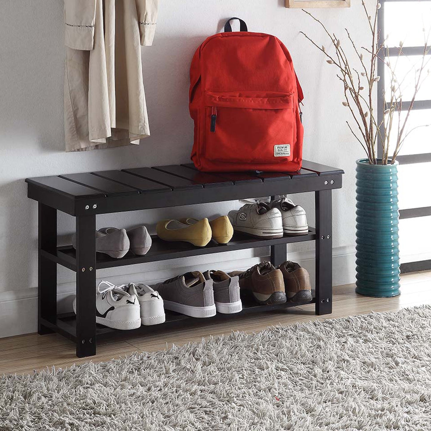 Oxford Utility Mudroom Bench, Black