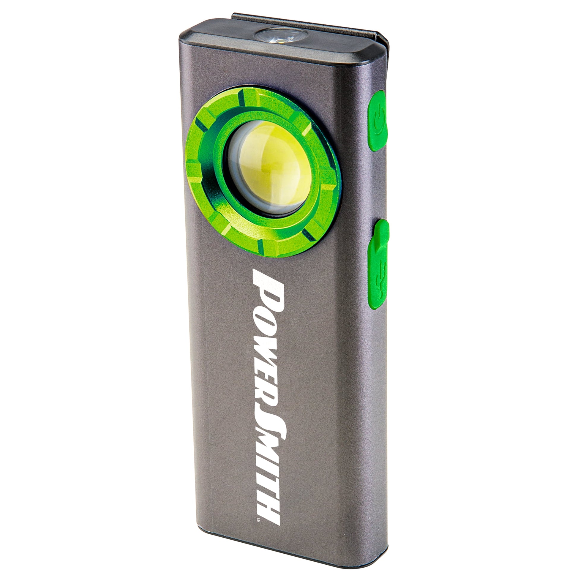 POWERSMITH 1200 Lumen Rechargeable Work Light with Metal Housing, Magnetic Pocket Clip, USB-C Charging Cable, IPX7 Waterproof, and 2 Year Warranty (PLR12F2S)