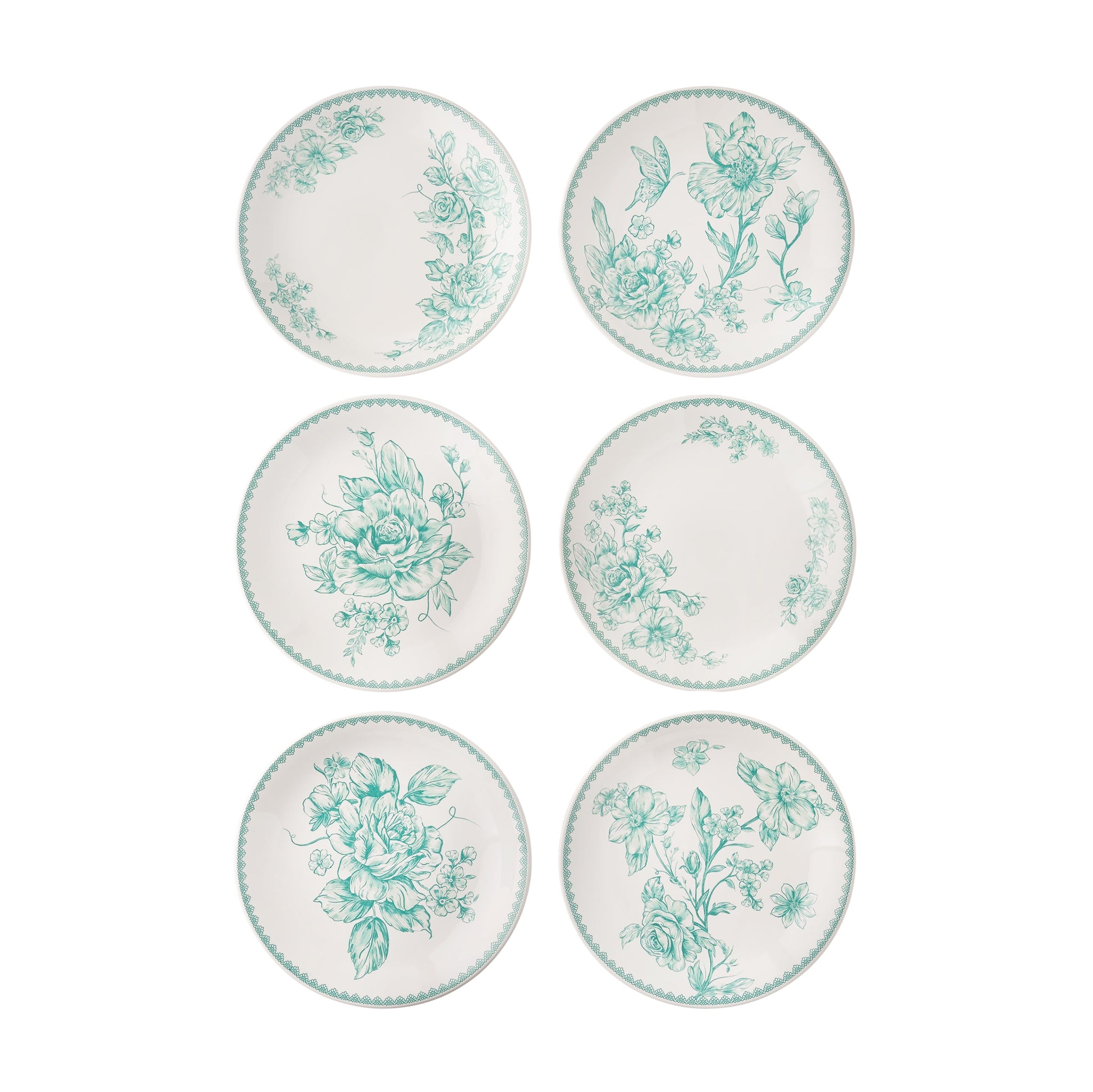 The Pioneer Woman Agatha Stoneware Appetizer Plate, Green, Set of 6