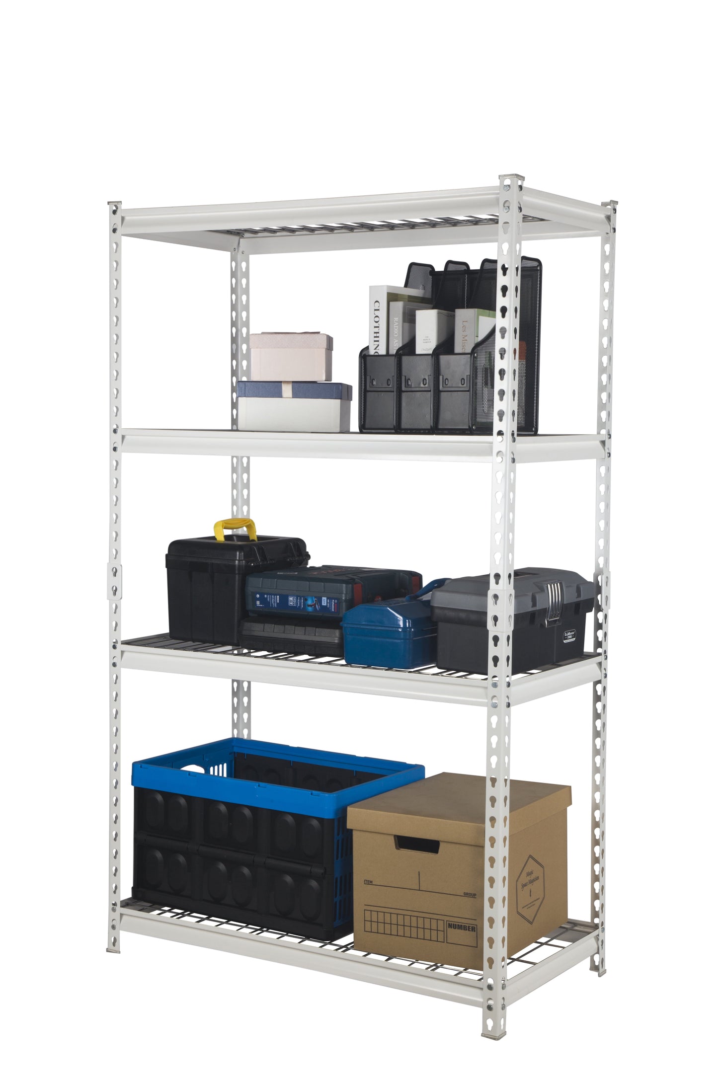 Pachira 36"W x 18"D x 60"H 4-Shelf Steel Shelving, White