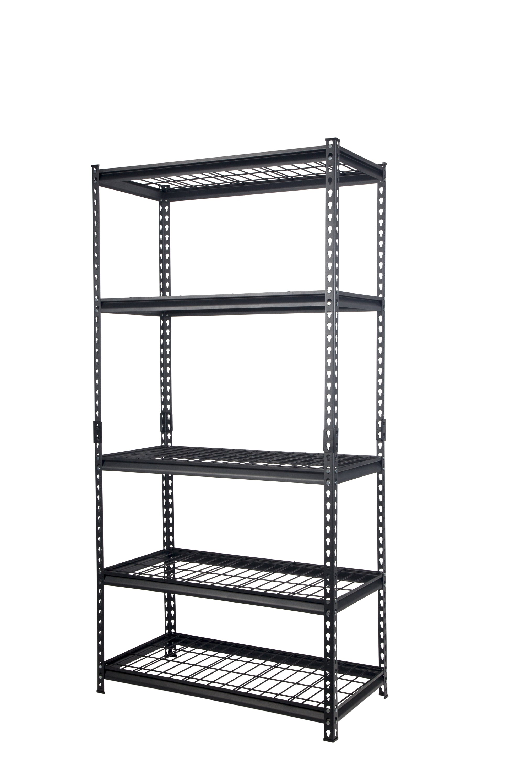 Pachira 36"W x 18"D x 72"H 5-Shelf Steel Shelving, Black