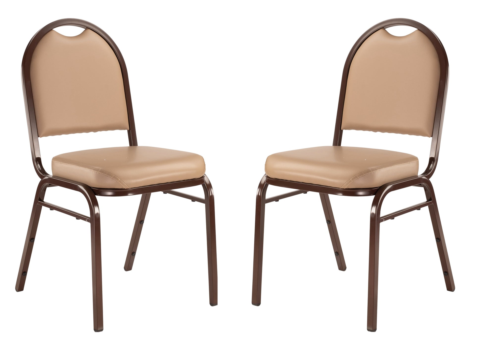 (Pack of 2) NPS 9200 Series Premium Vinyl Upholstered Stack Chair, French Beige/Mocha Frame