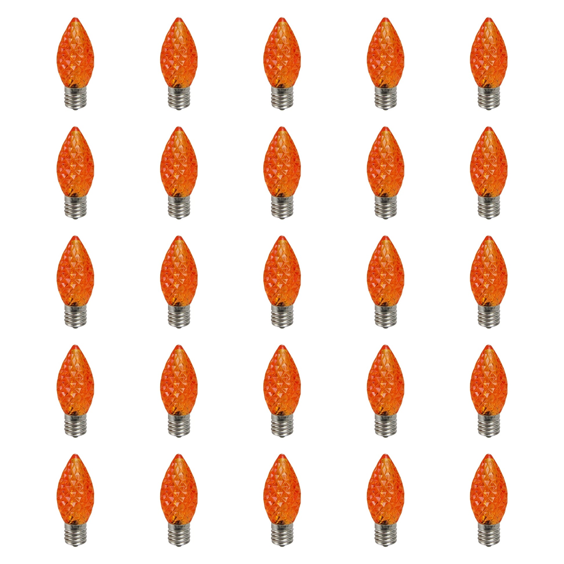Pack of 25 Faceted LED Orange C9 Christmas Replacement Bulbs