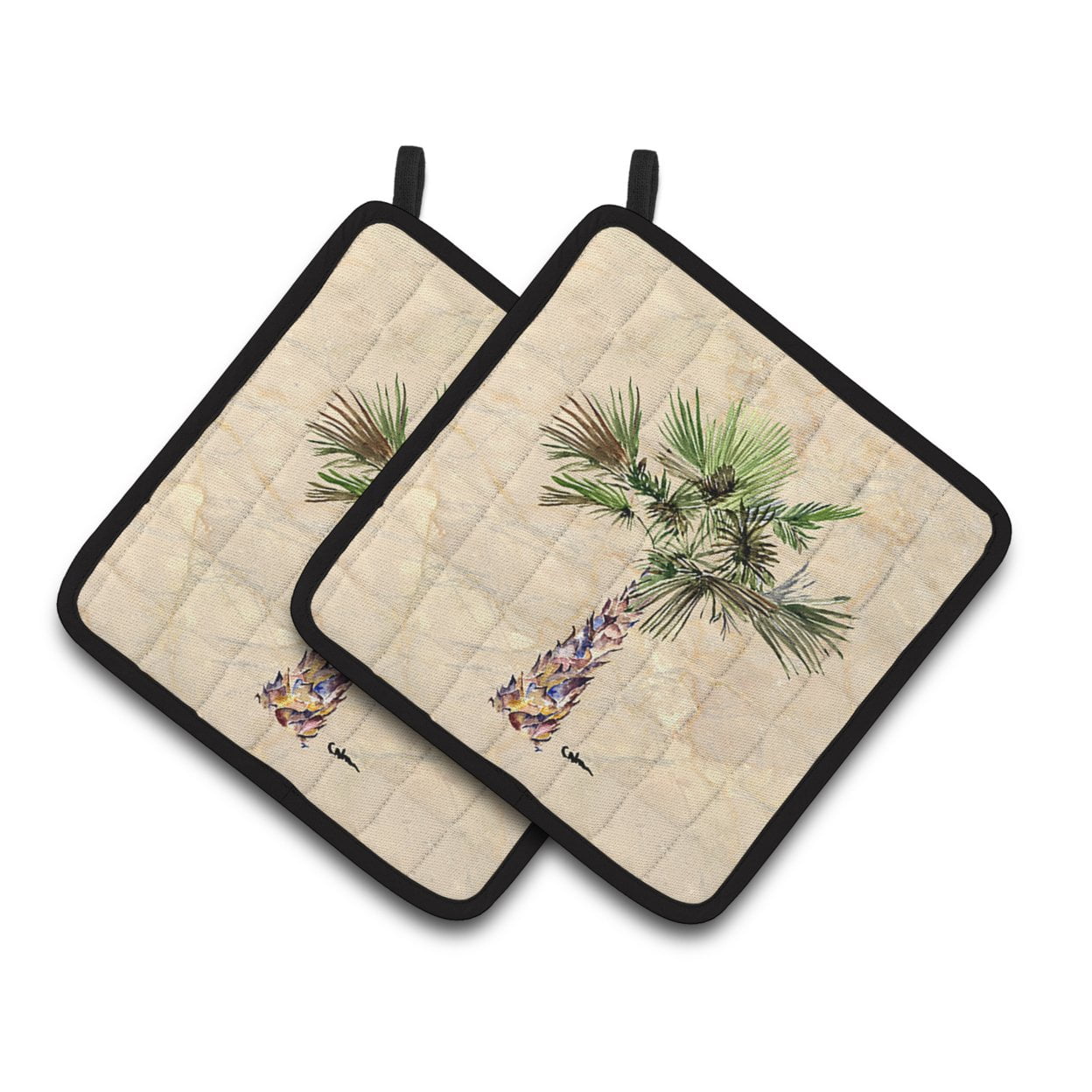 Palm Tree Pair of Pot Holders