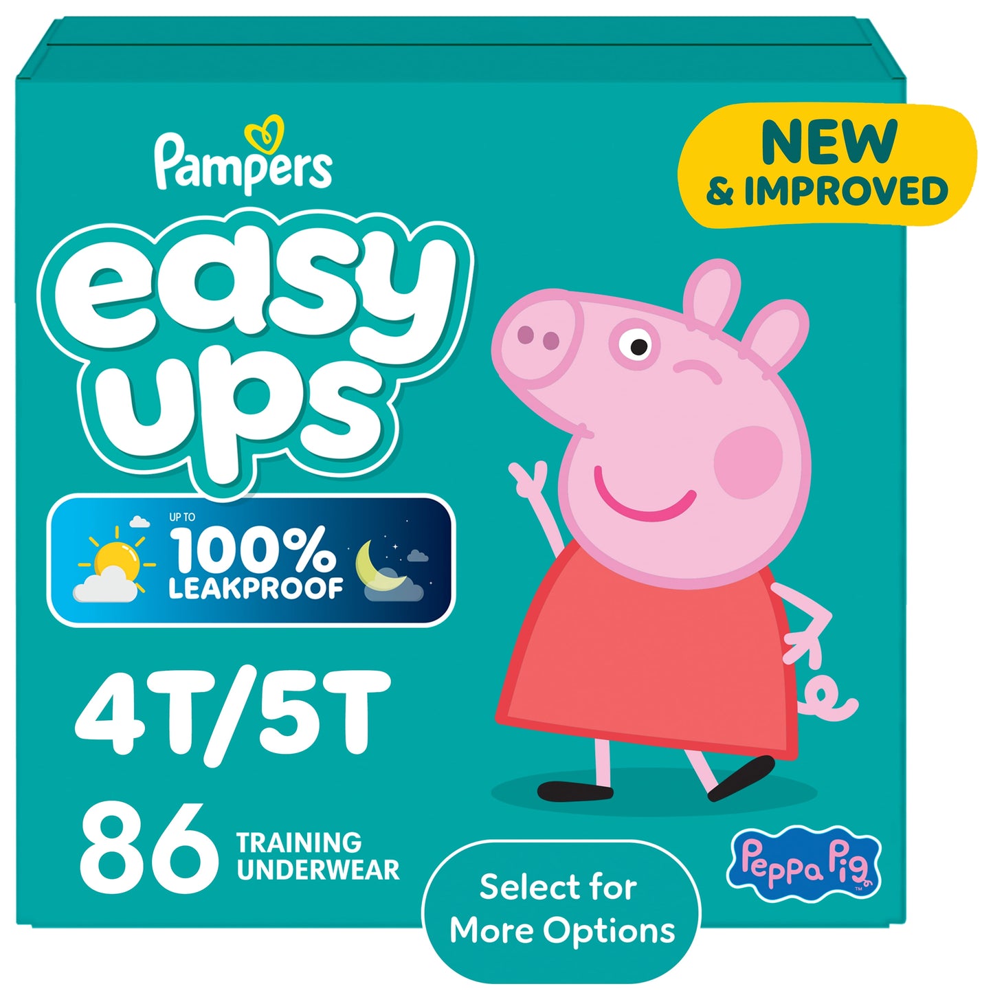 Pampers Easy Ups Peppa Potty Training Pants Girls Size 6 4T-5T, 86 Count (Select for More Options)