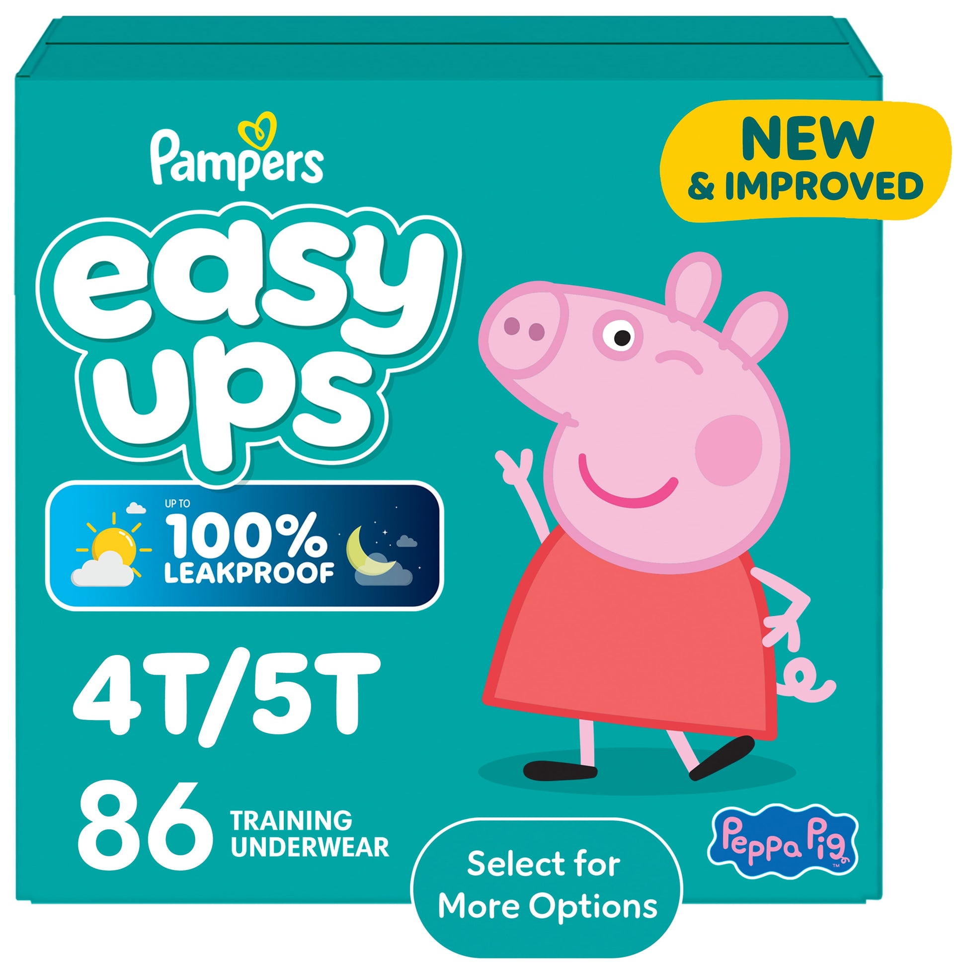 Pampers Easy Ups Peppa Potty Training Pants Girls Size 6 4T-5T, 86 Count (Select for More Options)