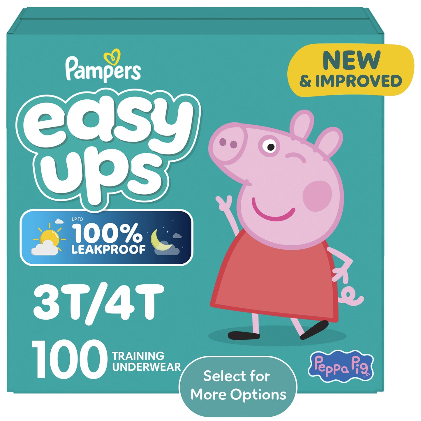 Pampers Easy Ups Peppa Pig Girls Potty Training Pants, Size 5 (3T-4T), 100 Count