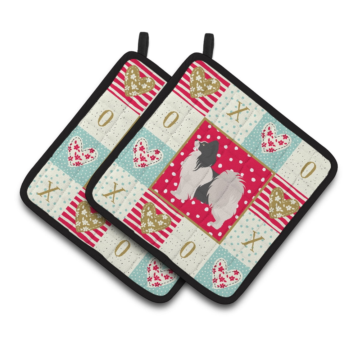 Papillon #2 Love Pair of Pot Holders