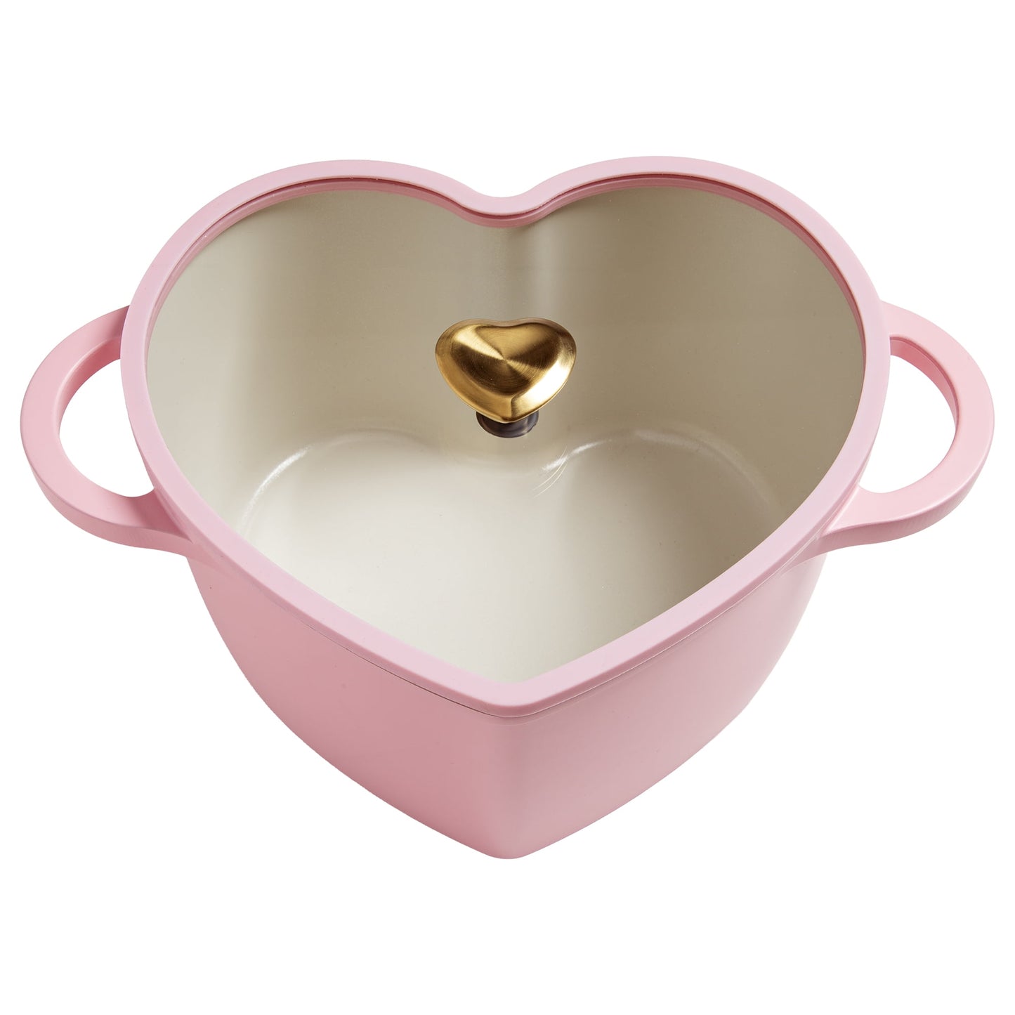 Paris Hilton 4.6 Quart Heart-Shaped Dutch Oven Pot with Lid, Clean Ceramicâ„¢ Nonstick Coating & Silicone Rim Glass Lid, Pink