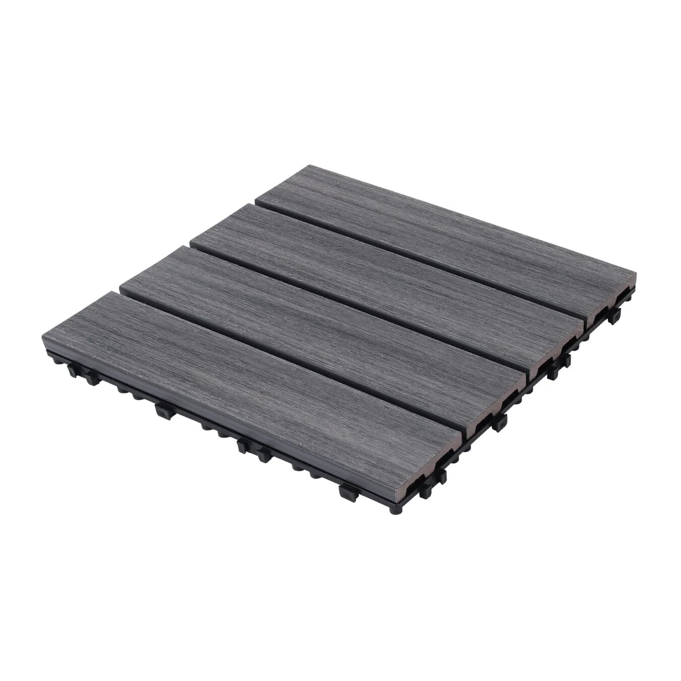 Patio Deck Tiles, Pack of 22 DIY Interlocking Wood Plastic Flooring Tiles for Porch Balcony Backyard Outdoor Yard, Ash
