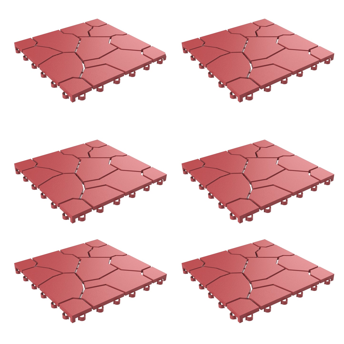 Patio and Deck Tiles 2 Boxes 12 Tilesâ€“ Interlocking Brickby Pure Garden (Brick Red)