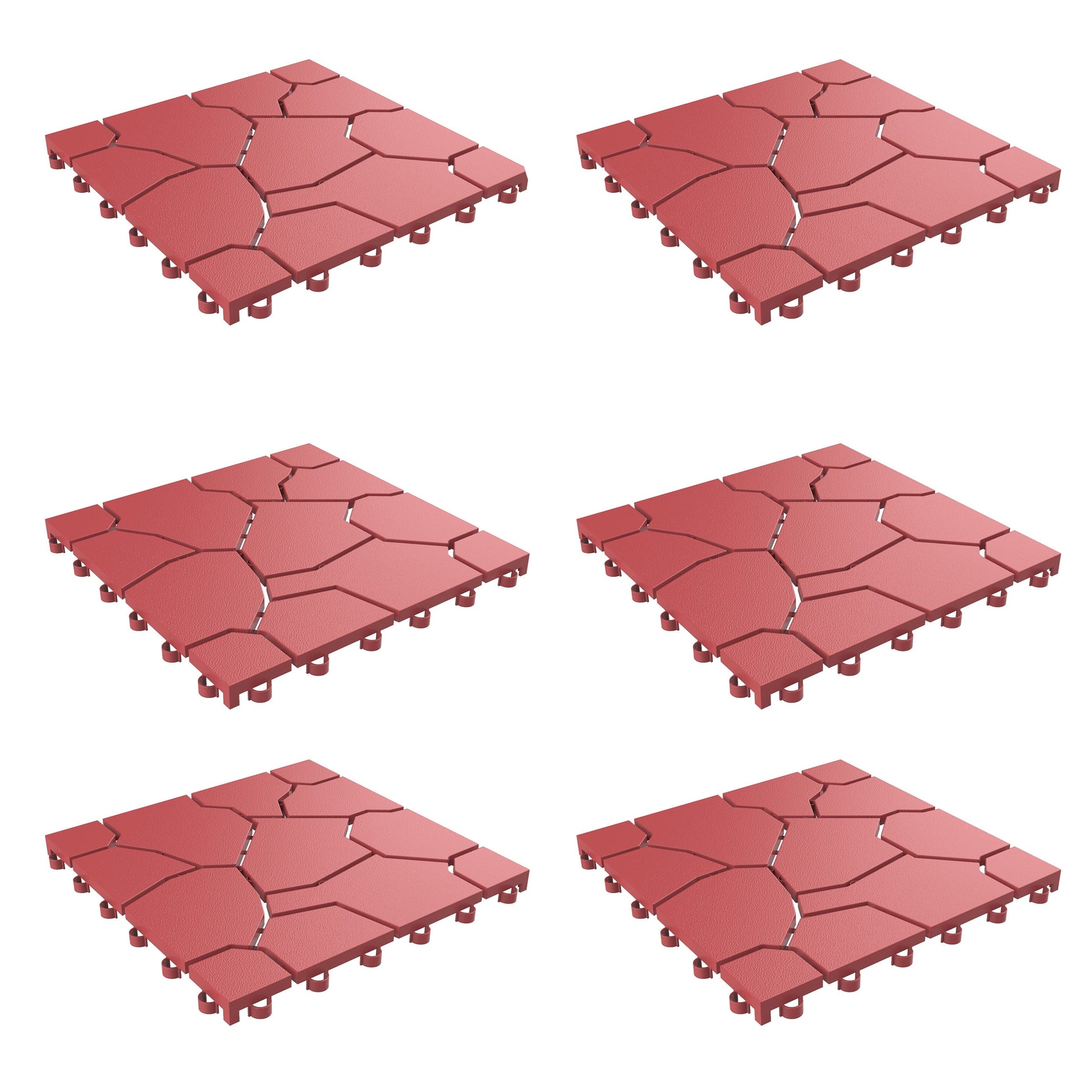 Patio and Deck Tiles 2 Boxes 12 Tilesâ€“ Interlocking Brickby Pure Garden (Brick Red)
